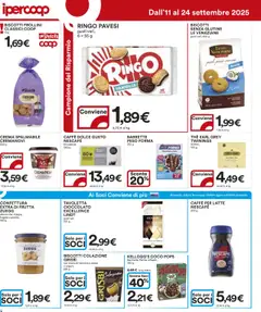 Volantino Ipercoop del 11.09.2025 | Pagina: 12 | Prodotti: Biscotti senza glutine, Cioccolato, Biscotti, Latte
