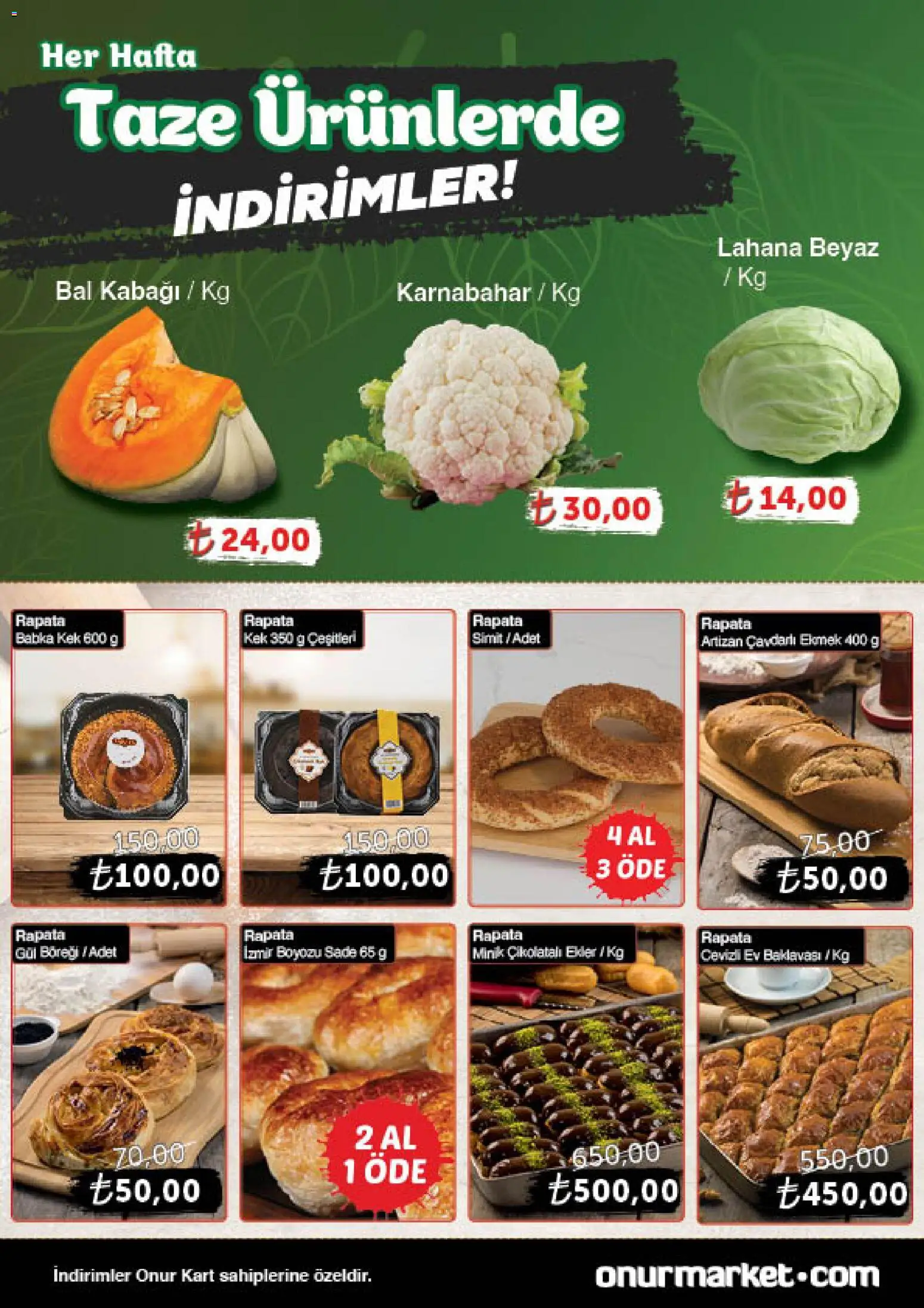 Onur Market Katalog Gurme - Istanbul - 18.12.2025 tarihinden itibaren geçerlidir | Sayfa: 8 | Ürünler: Ekmek, Simit, Lahana, Karnabahar