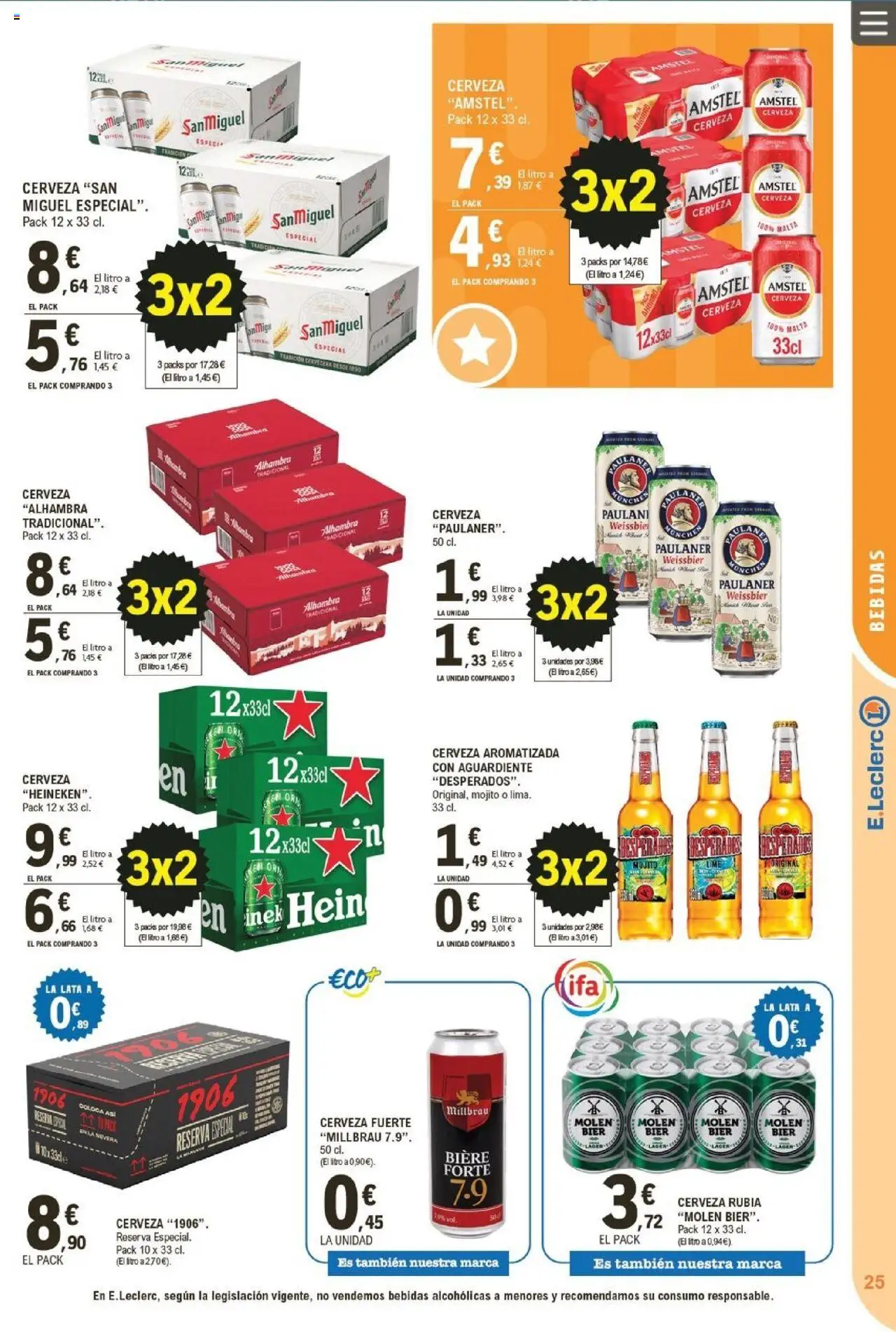 E.Leclerc folleto │ válido desde el 22.10.2025 | Página: 25 | Productos: Cerveza, Nevera, Παρμεζάνα, Σπανάκι
