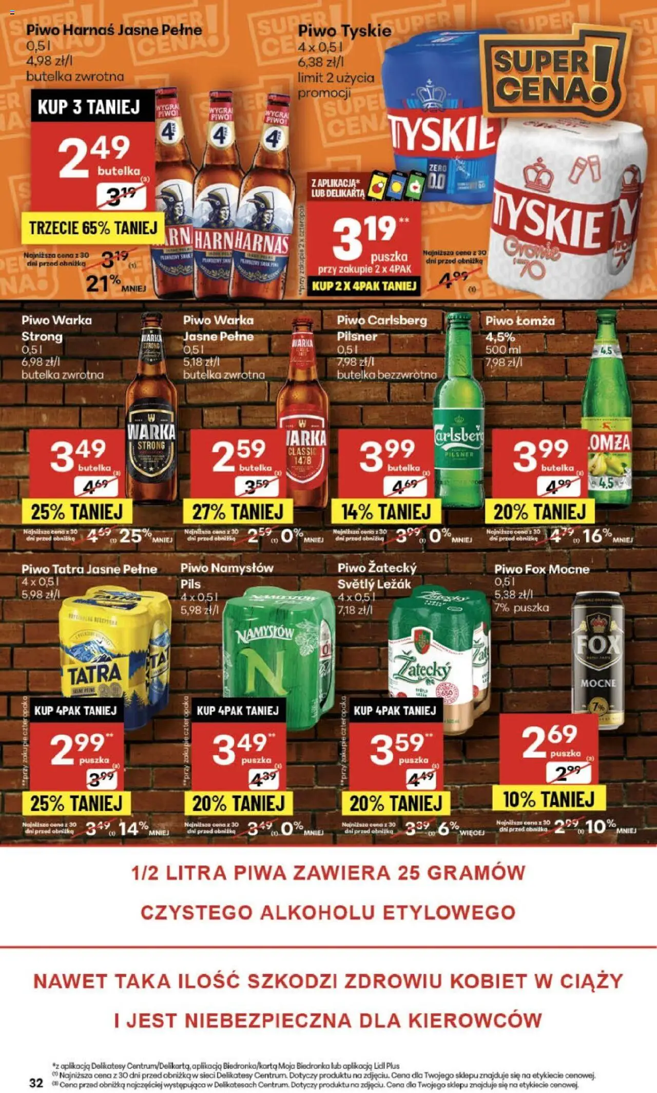 Delikatesy Centrum Gazetka - Sklepy Własne od 23.10.2025 | Strona: 32 | Produkty: Leżak, Warka, Tyskie, Piwo