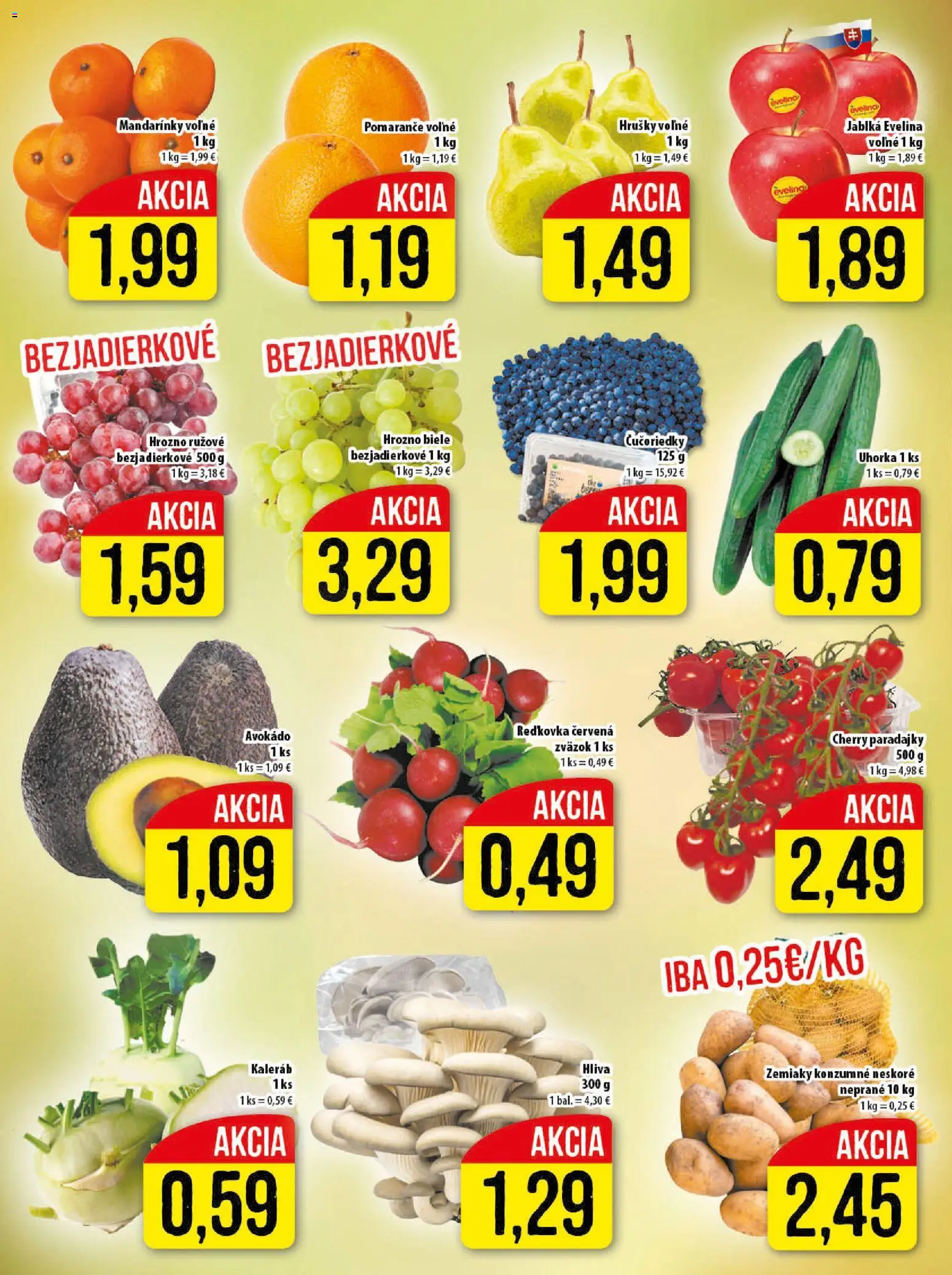 Nové Klas akcie – leták je platný od 16.03.2026 | Strana: 6 | Produkty: Čučoriedky, Zemiaky, Hrušky, Cherry paradajky