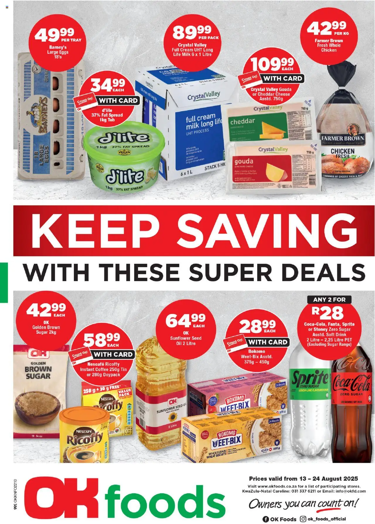 OK Foods KwaZulu-Natal - Specials │ valid from 13.08.2025 | Page: 1 | Products: Milk, Coffee, Stoney, Estuche organizador de viaje