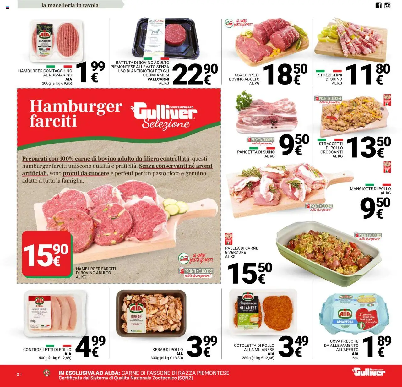 Volantino Gulliver del 08.08.2025 | Pagina: 2 | Prodotti: Bovino, Pollo, Pancetta, Verdure
