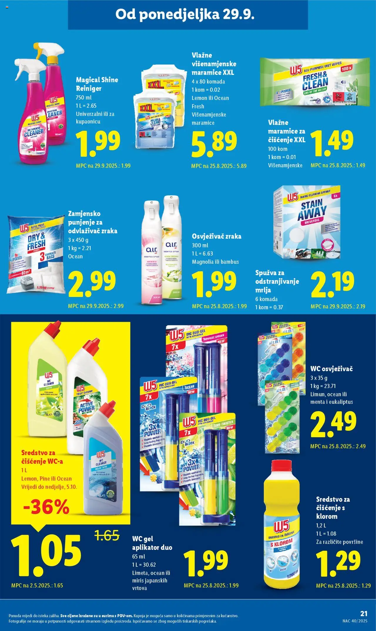 Lidl katalog | vrijedi od 29.09.2025 | Stranica: 21 | Proizvodi: Miris, Spužva, Vlažne maramice