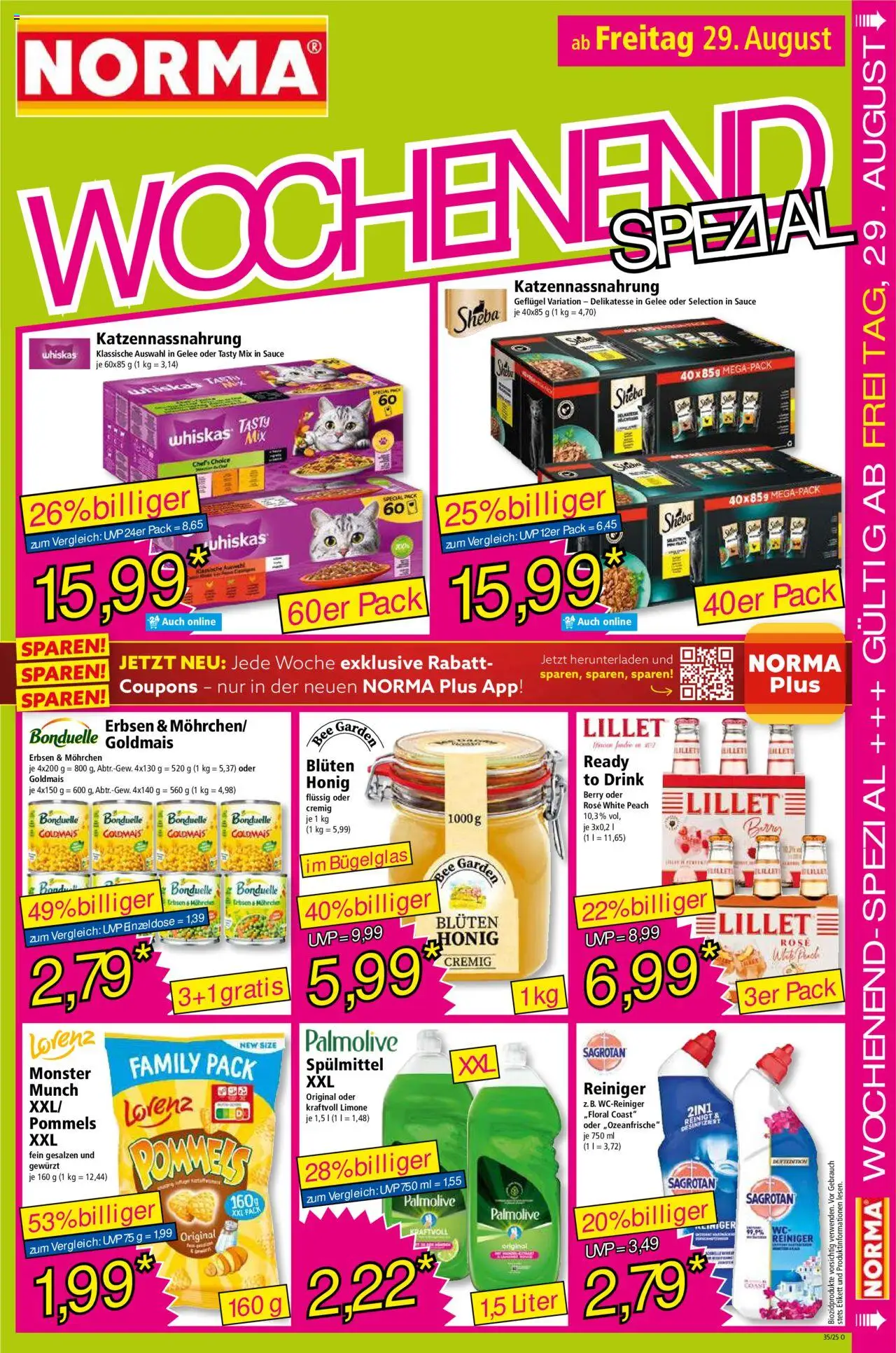 Norma Prospekt 	 - gültig ab dem 25.08.2025 | Seite: 15 | Produkte: Sheba, Monster, Erbsen, Whiskas