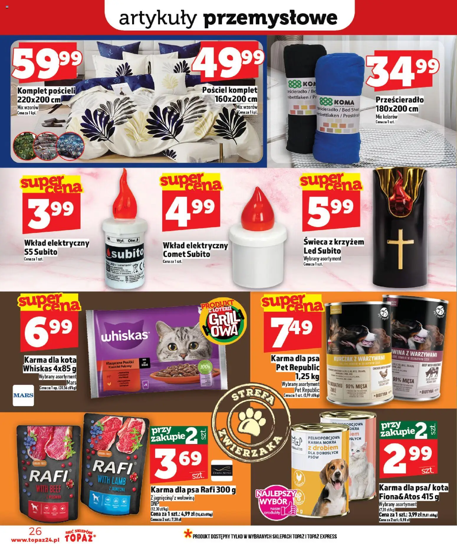 Topaz gazetka od 16.04.2026 | Strona: 26 | Produkty: Pościel, Kurczak, Karma dla kota, Wołowina