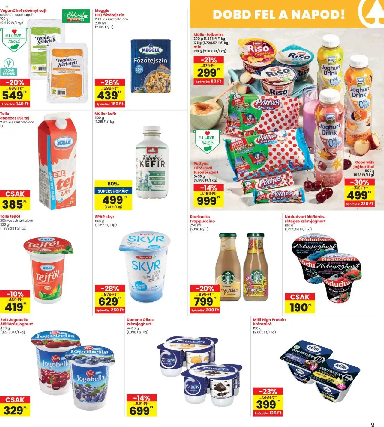 Interspar akciós ujság - amely érvényes a következő dátumtól: 26.06.2025 | Oldal: 9 | Termékek: Tejberizs, Főzőtejszín, Tejföl, Túró