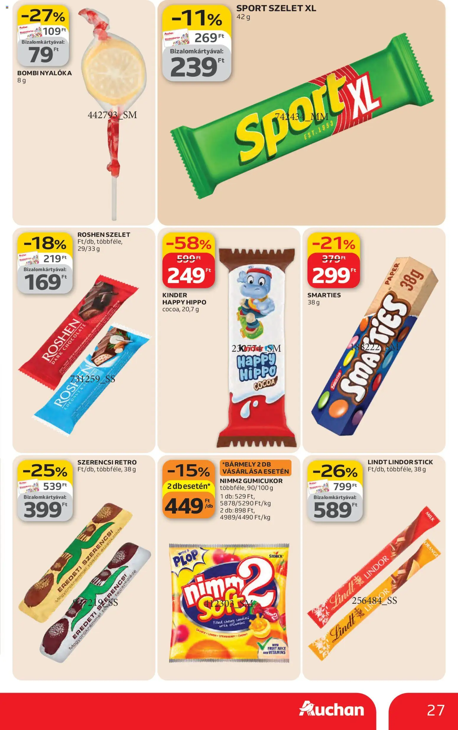 Auchan akciós ujság - amely érvényes a következő dátumtól: 26.02.2026 | Oldal: 27 | Termékek: Gumicukor, Nyalóka