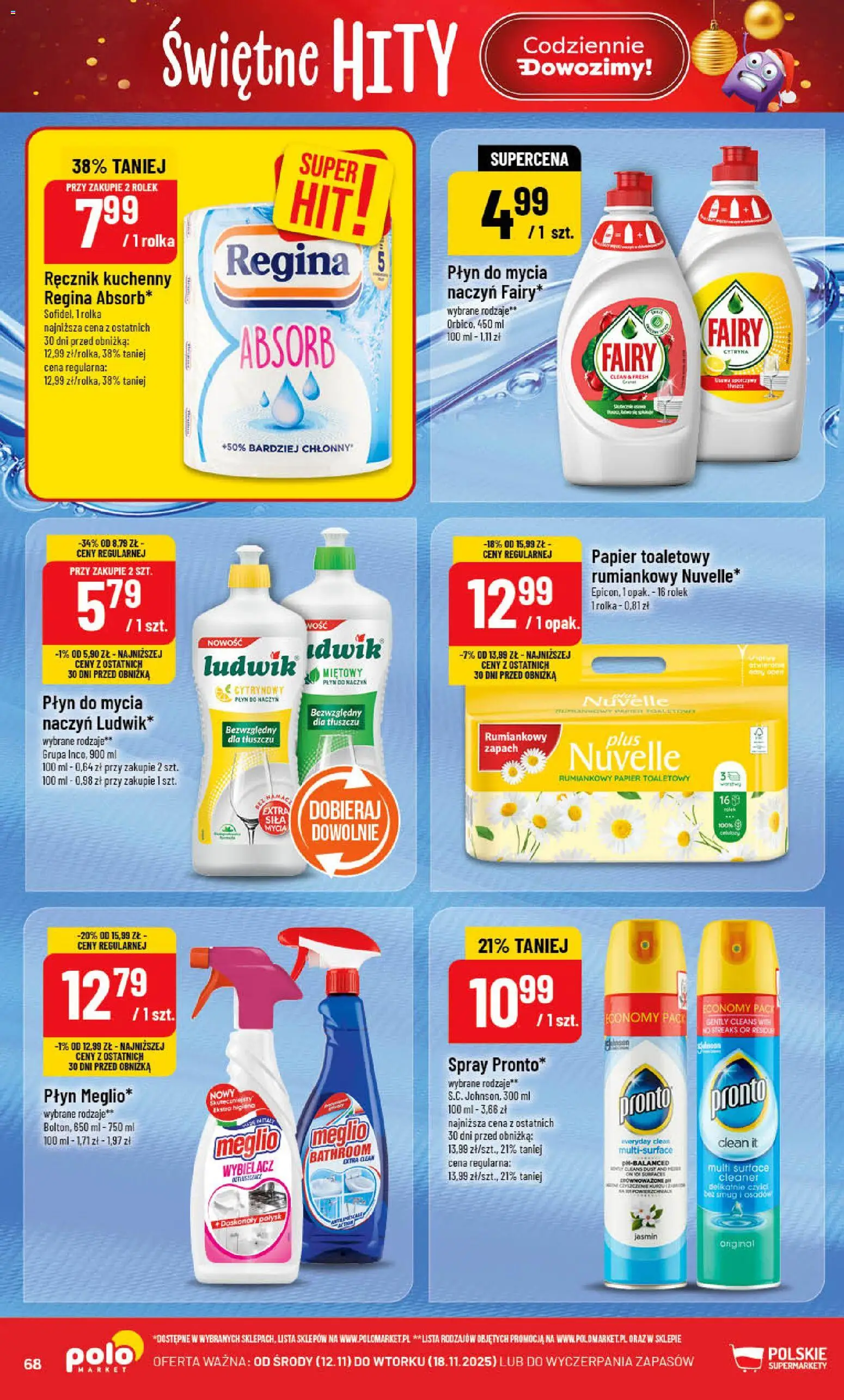 POLOmarket Gazetka od 12.11.2025 | Strona: 68 | Produkty: Meglio, Papier toaletowy, Zapach, Fairy