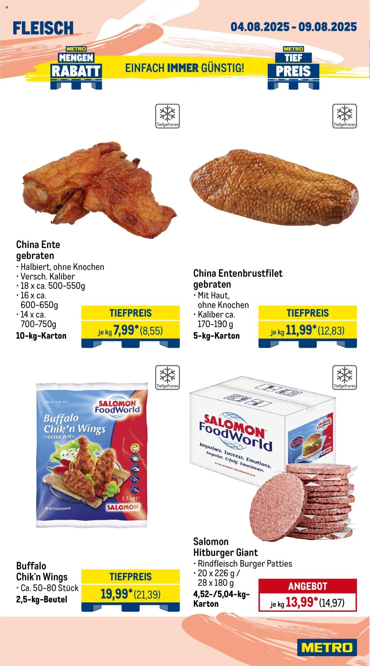 Metro Wochen-Angebote Gastro - gültig ab dem 04.08.2025 | Seite: 4 | Produkte: Burger, Rindfleisch, Fleisch, Ente