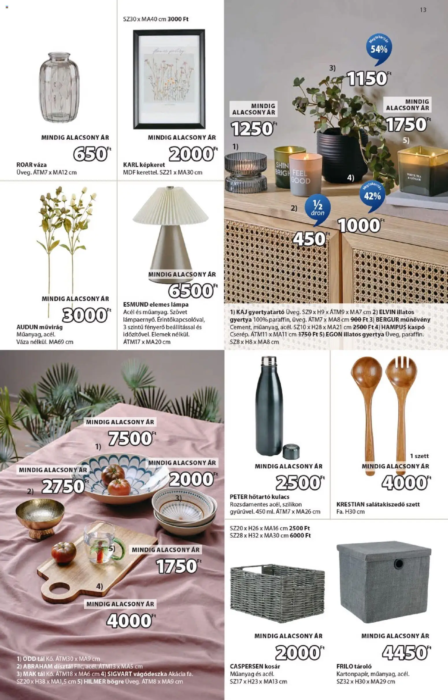JYSK akciós ujság - amely érvényes a következő dátumtól: 07.01.2026 | Oldal: 13 | Termékek: Kosár, Váza, Művirág, Gyertyatartó