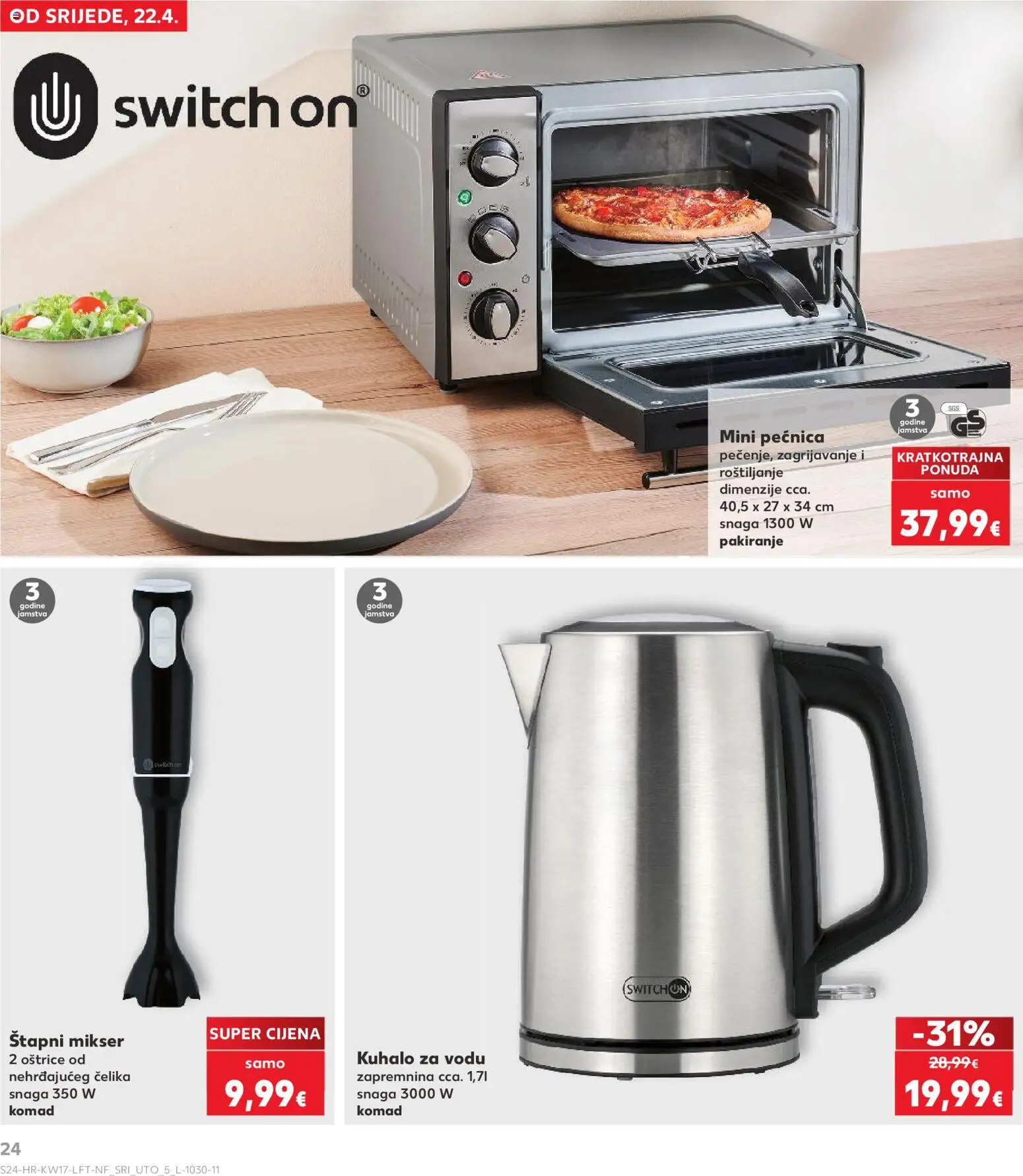 Kaufland katalog | vrijedi od 22.04.2026 | Stranica: 24 | Proizvodi: Kuhalo za vodu, Mikser, Štapni mikser, Pećnica