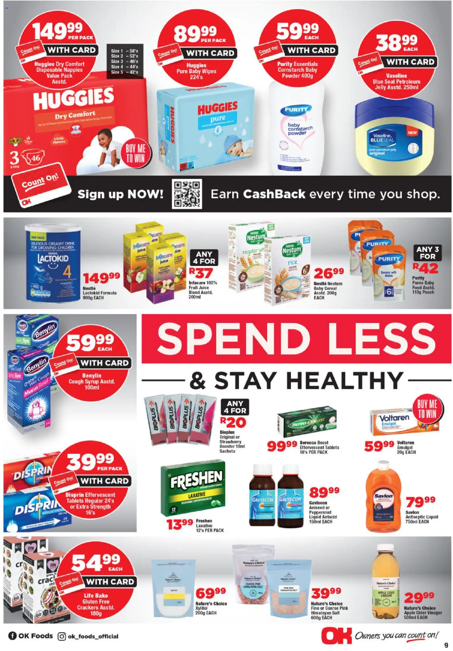 New OK Foods catalogue – valid from 10.12.2025 | Page: 9 | Products: Antiseptic liquid, Powder, Syrup, Fruit