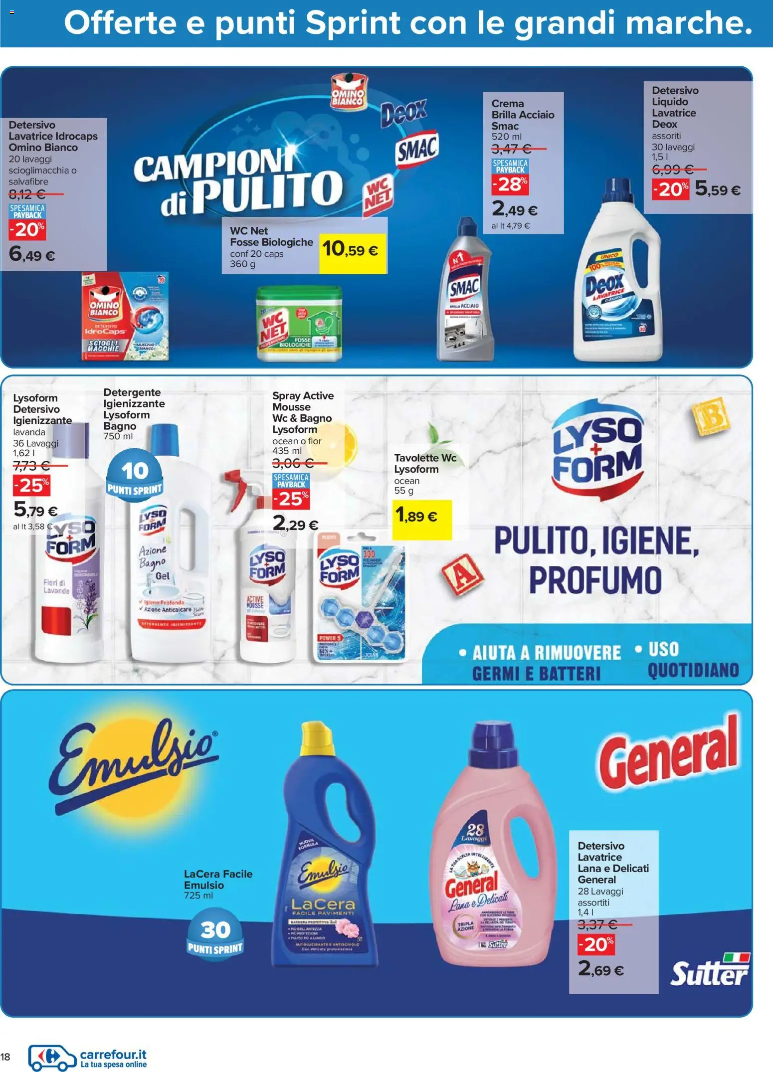Volantino Carrefour del 07.11.2025 | Pagina: 18 | Prodotti: Detergente, Lavatrice, Lavanda, Bagno