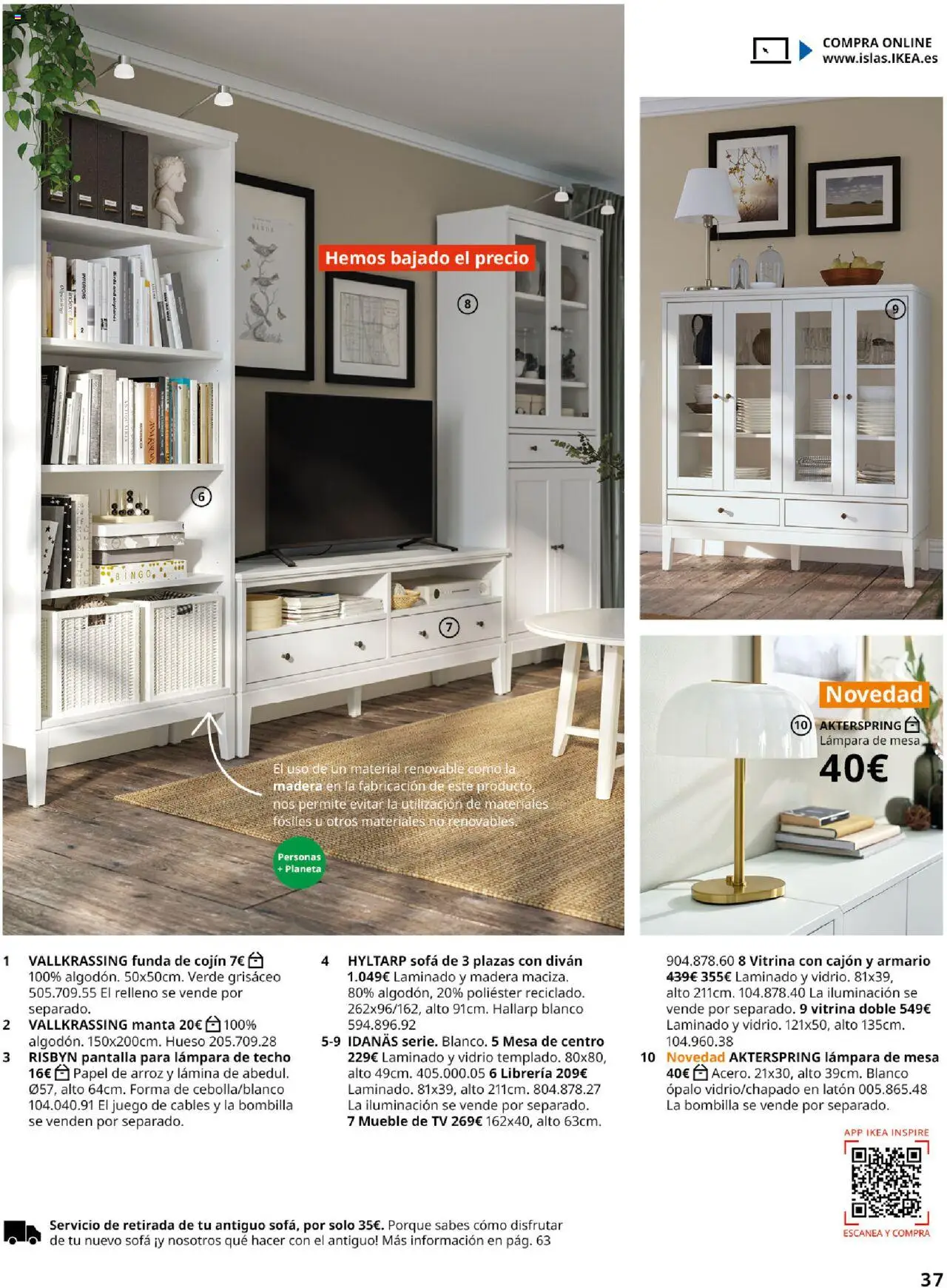 Catálogo IKEA Salones │ válido desde el 01.09.2025 | Página: 37 | Productos: Lámpara de techo, Manta, Sofá, Lámpara