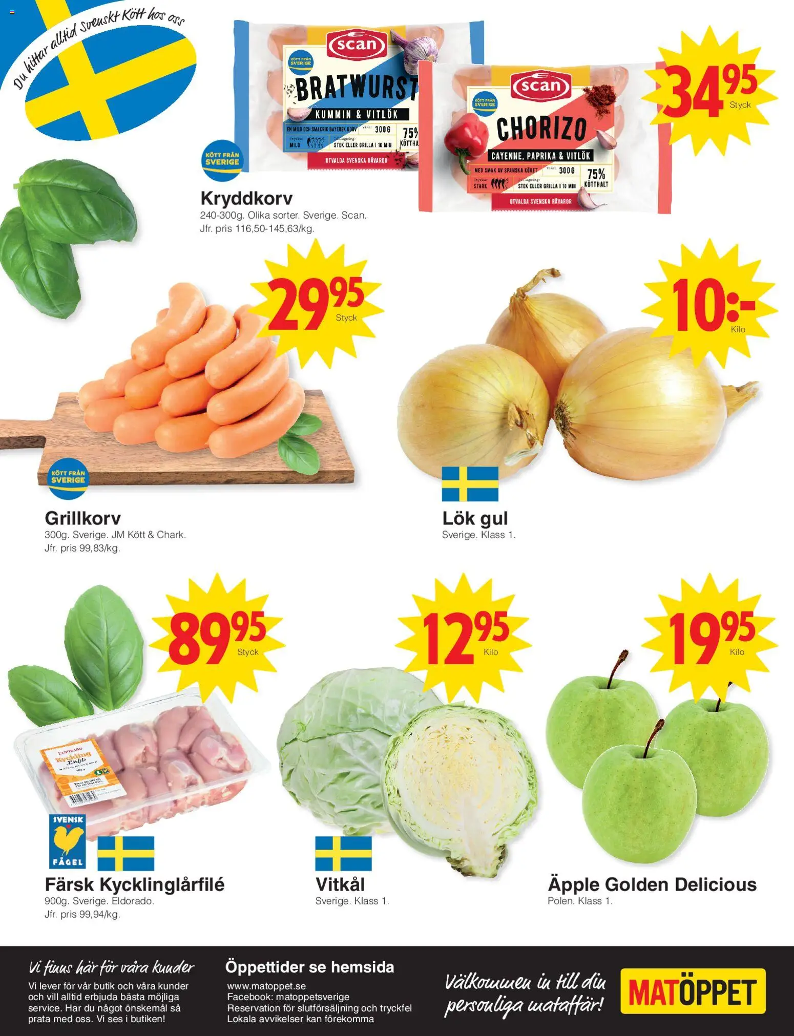 Matöppet reklamblad aktuell från 02.03.2026 | Sida: 4 | Produkter: Vitkål, Grillkorv, Äpple, Chorizo