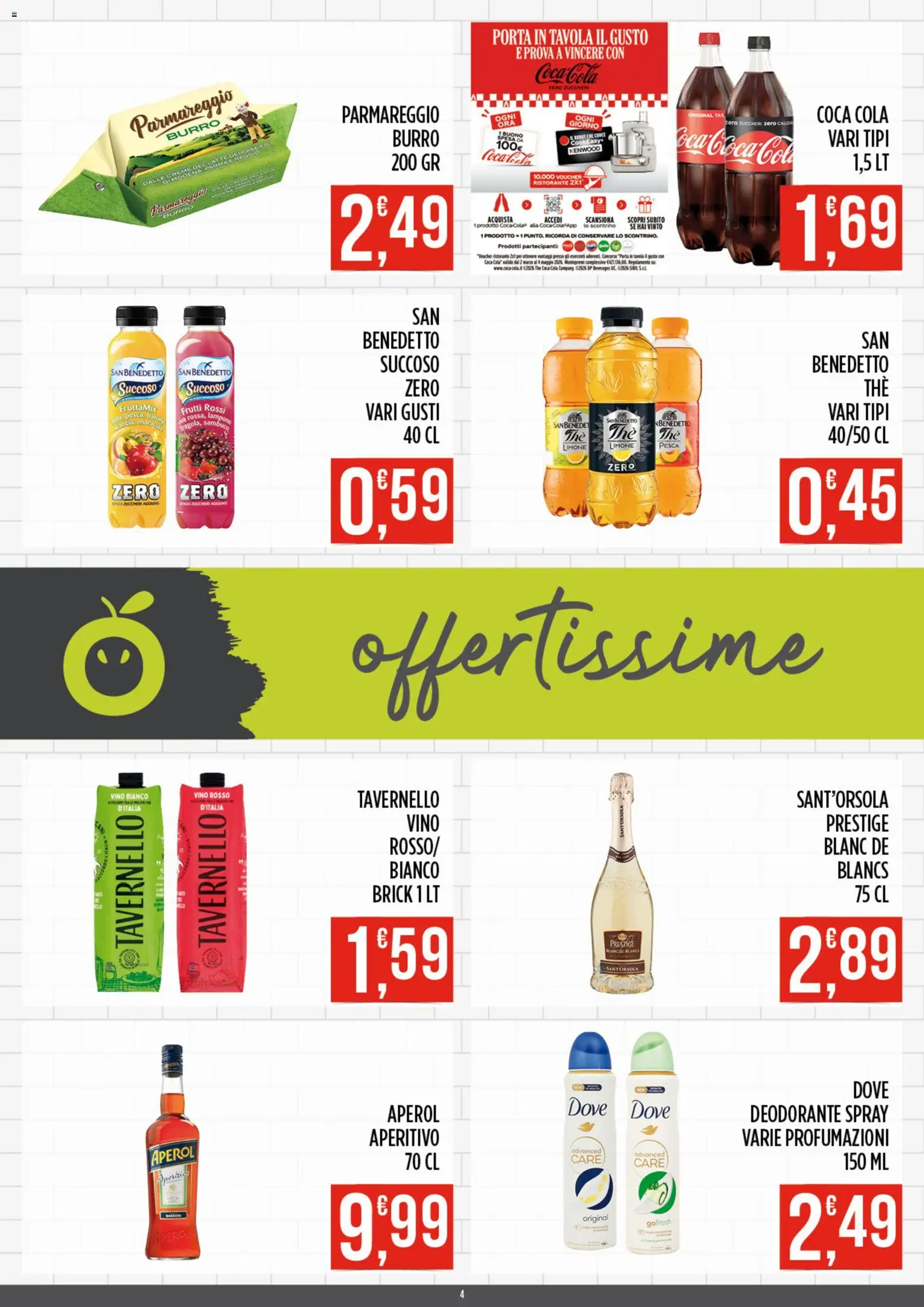 Volantino Euroesse del 09.03.2026 | Pagina: 4 | Prodotti: The, Aperol, Vino bianco, Coca Cola