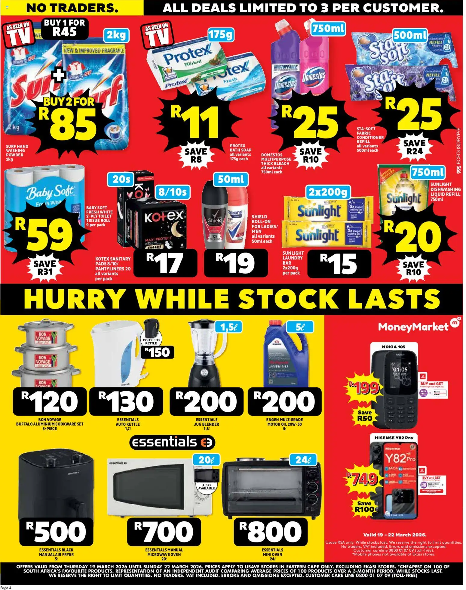 New Usave catalogue – valid from 19.03.2026 | Page: 4 | Products: Toilet, Bleach, Fragrance, Soap