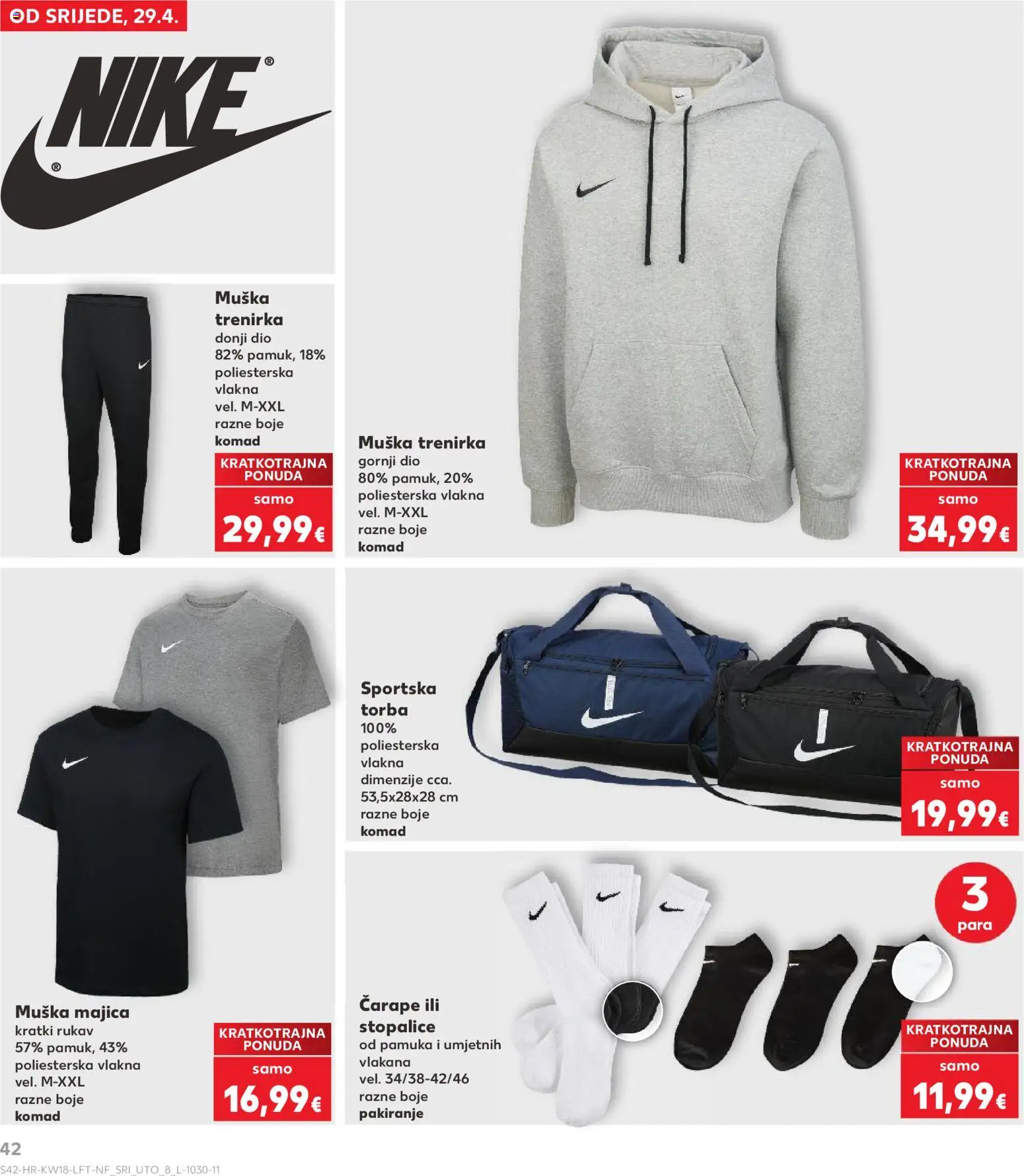 Kaufland katalog | vrijedi od 29.04.2026 | Stranica: 42 | Proizvodi: Majica, Čarape, Torba, Trenirka