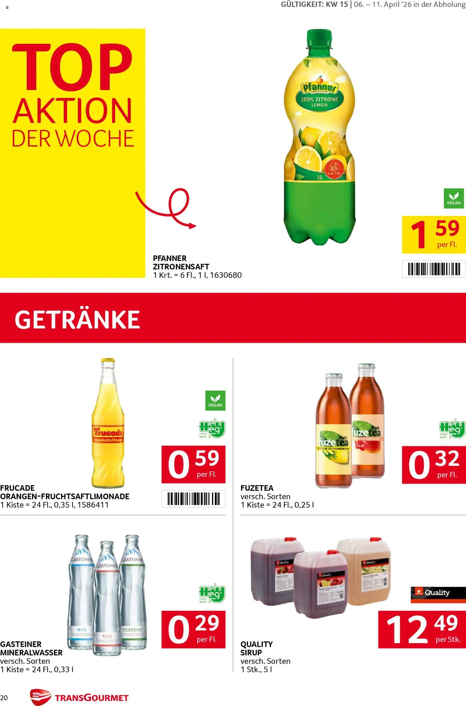 Transgourmet Flugblatt gültig ab 06.04.2026 | Seite: 20 | Produkte: Zitrone
