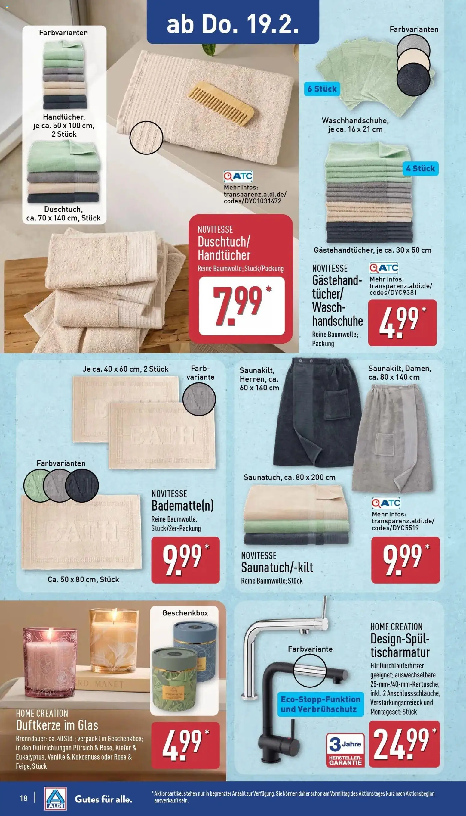 Aldi Wochenangebote – gültig ab 16.02.2026 | Seite: 23 | Produkte: Pfirsich, Handschuhe, Home creation