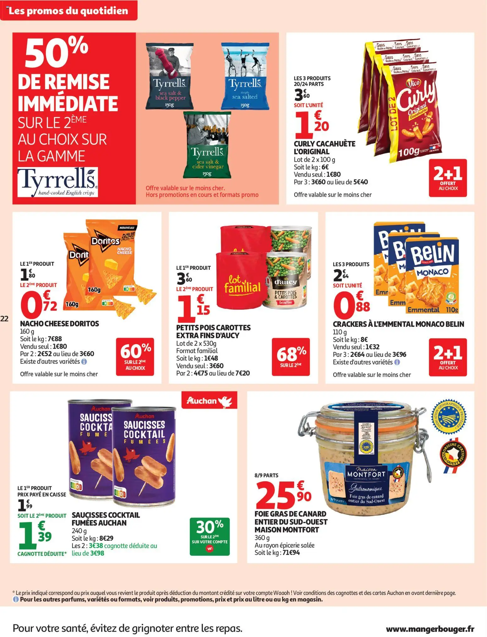 {H1} | Page: 22 | Produits: Carottes, Crackers, Emmental, Pois