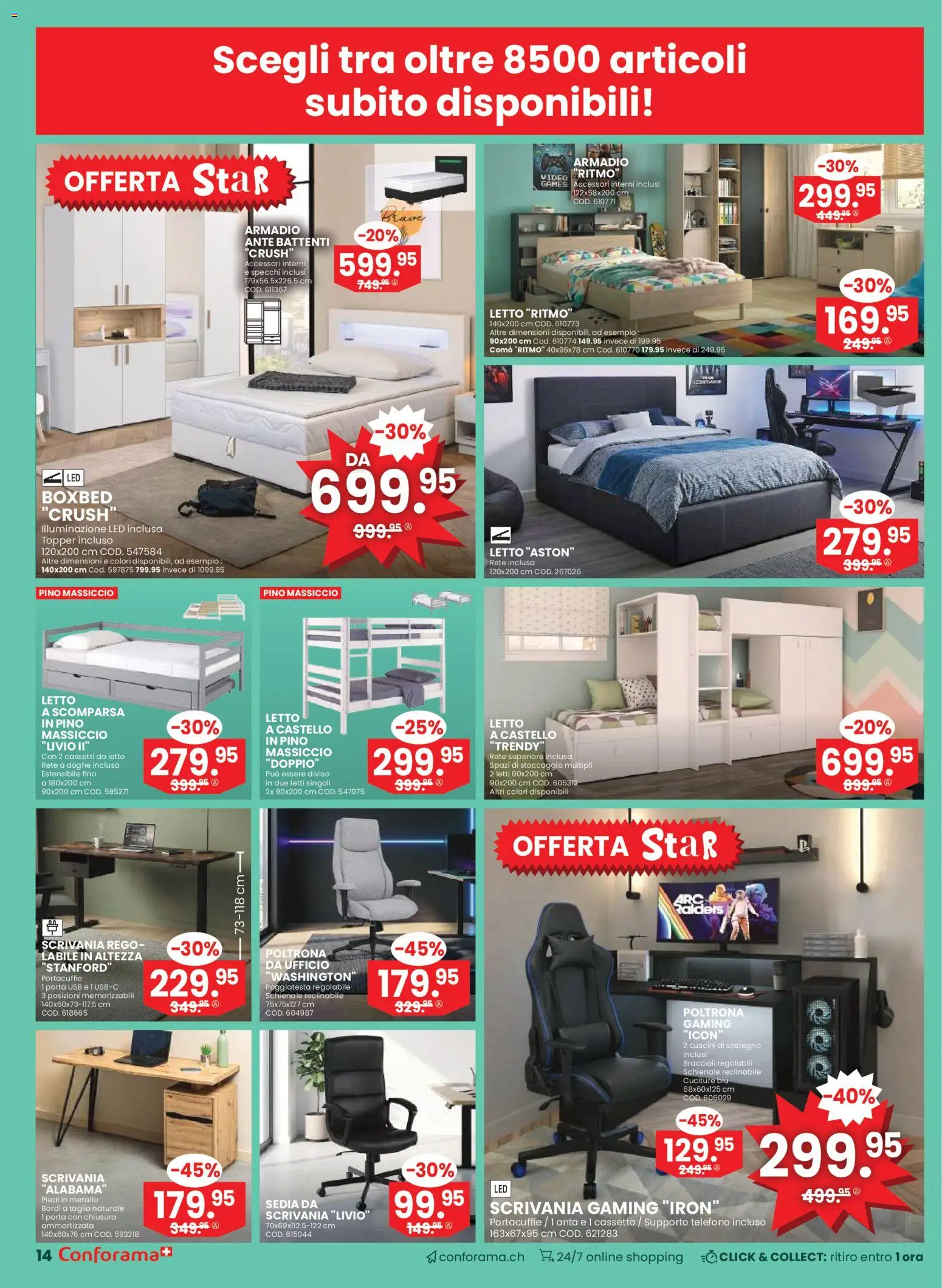 Conforama Aktionen Mobili e Materassi – gültig ab 28.01.2026 | Seite: 14 | Produkte: Topper, Video, Usb