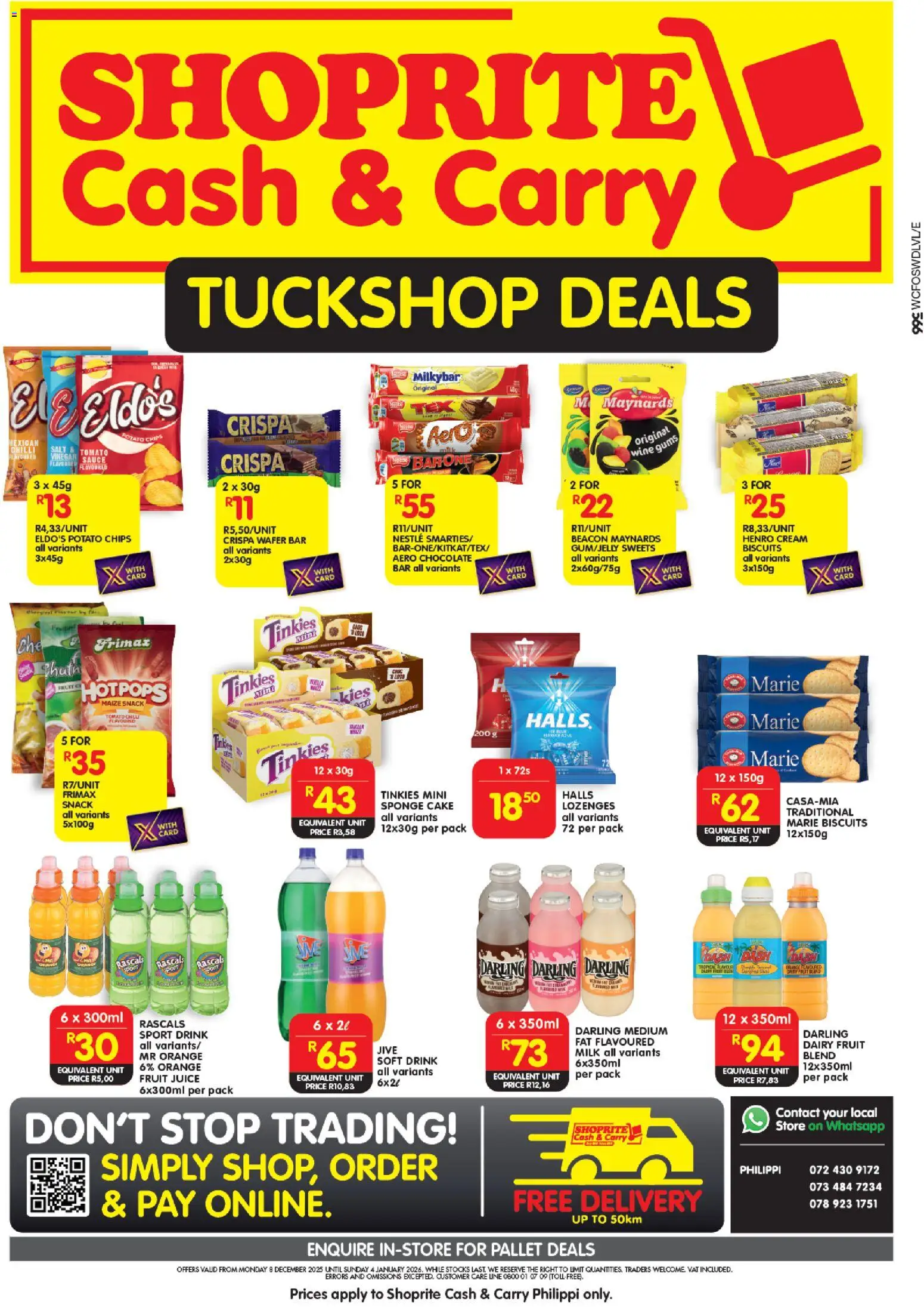New Shoprite catalogue – valid from 08.12.2025 | Page: 1 | Products: Biscuits, Vinegar, Cream, Chilli