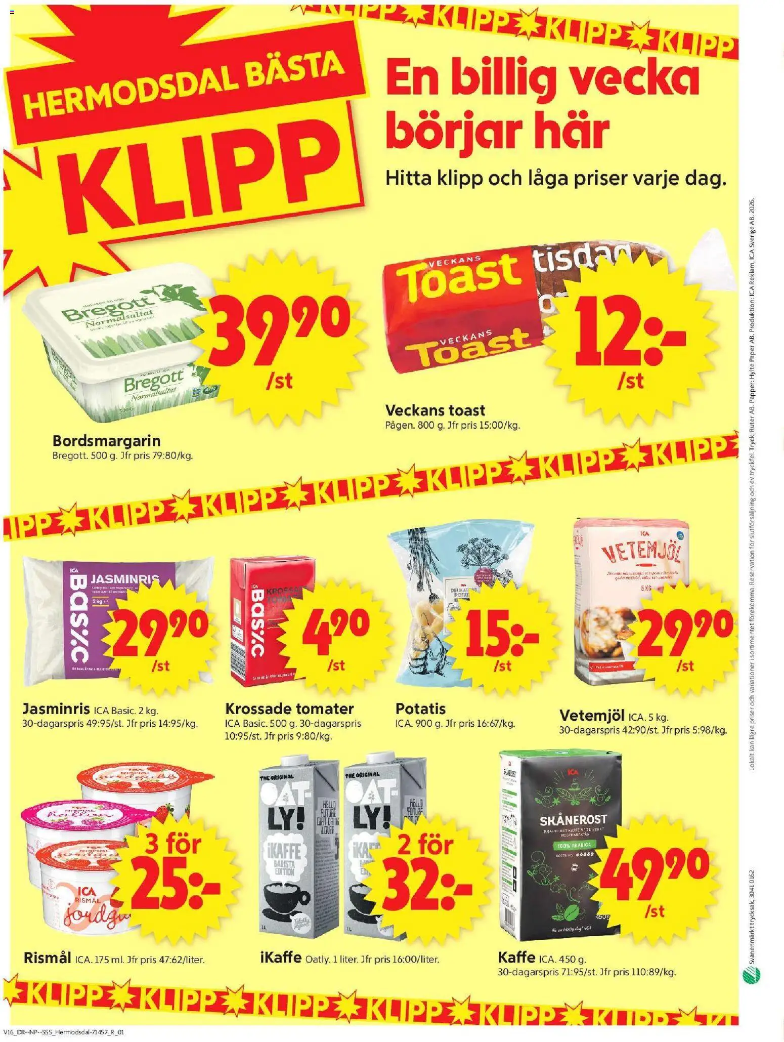 ICA Supermarket reklamblad aktuell från 13.04.2026 | Sida: 11 | Produkter: Krossade tomater, Bregott, Kaffe, Potatis