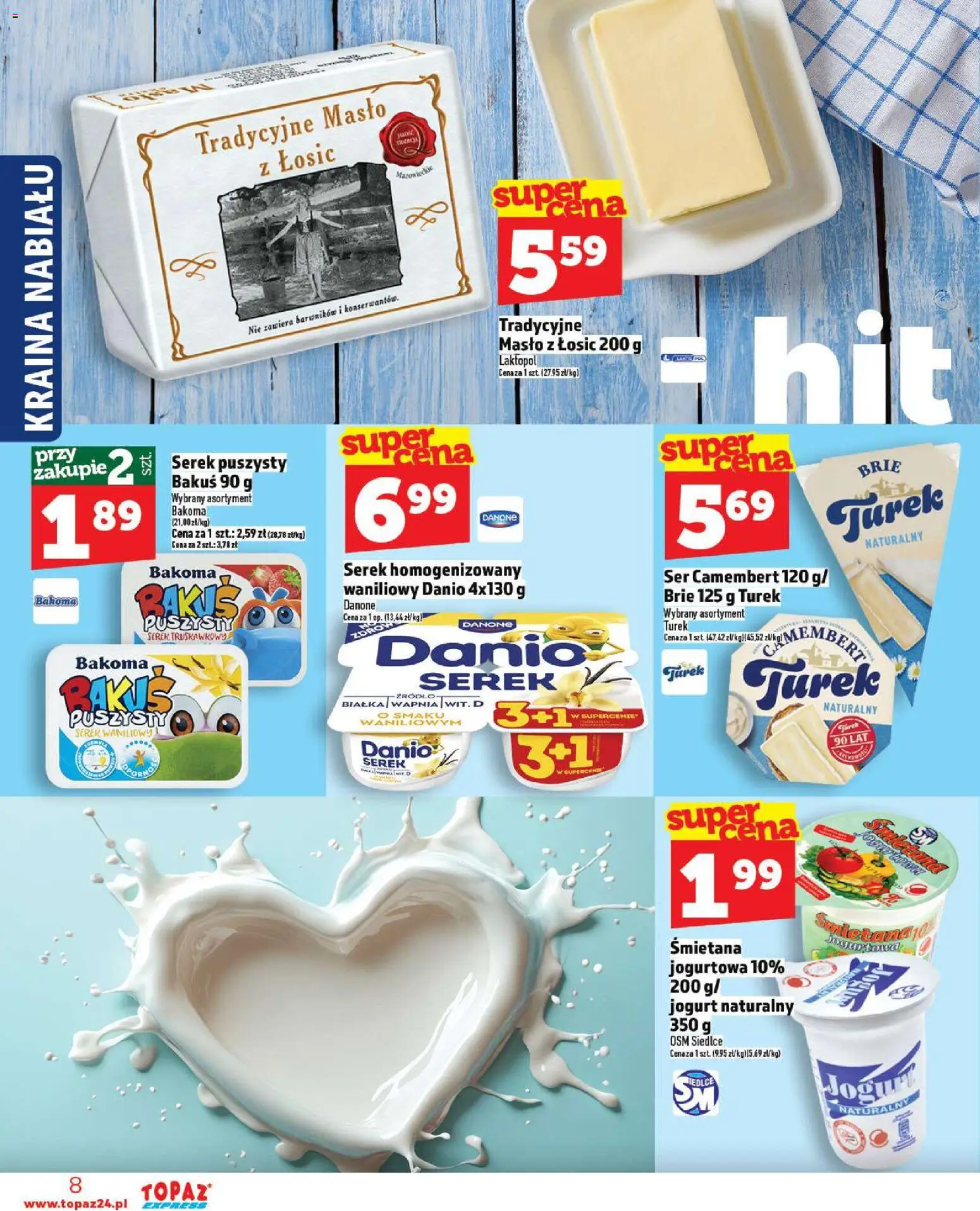 Topaz Gazetka - Express od 13.11.2025 | Strona: 8 | Produkty: Ser camembert, Masło, Ser, Śmietana
