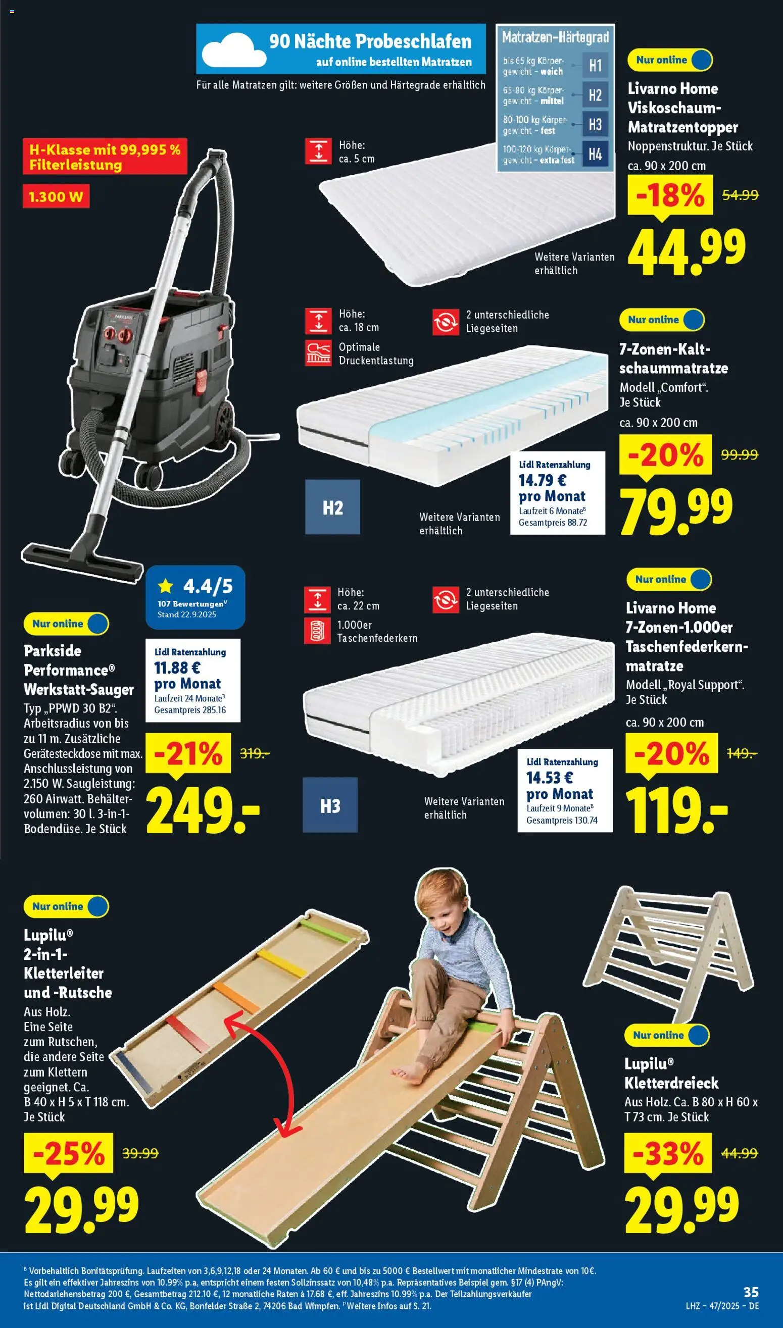 Lidl Prospekt Holzminden – gültig ab 17.11.2025 | Seite: 47 | Produkte: Gewicht, Matratze, Bad