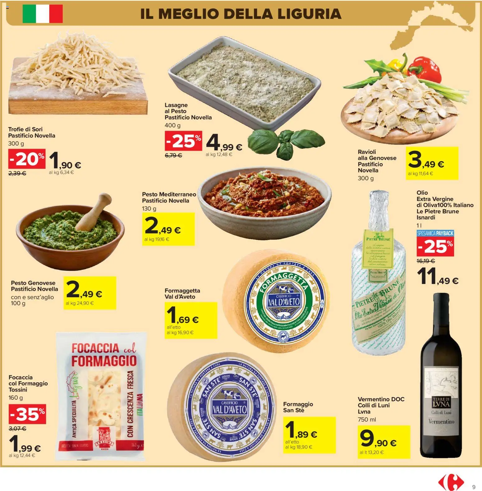 Volantino Carrefour del 07.04.2026 | Pagina: 9 | Prodotti: Focaccia, Formaggio, Pesto, Crescenza