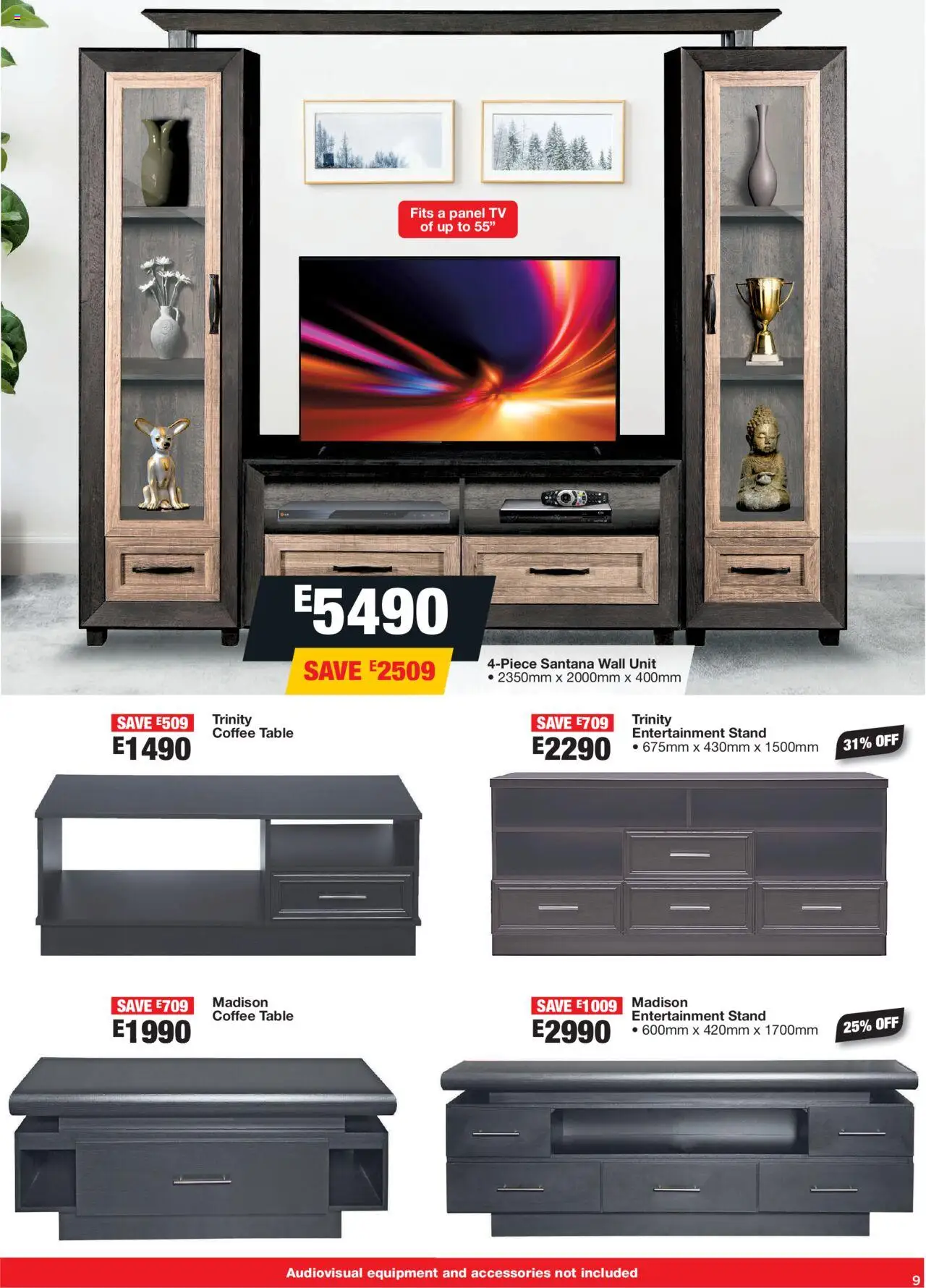 OK Furniture - Eswatini  Specials │ valid from 20.08.2025 | Page: 9 | Products: TV, Coffee table, Table, Wall unit