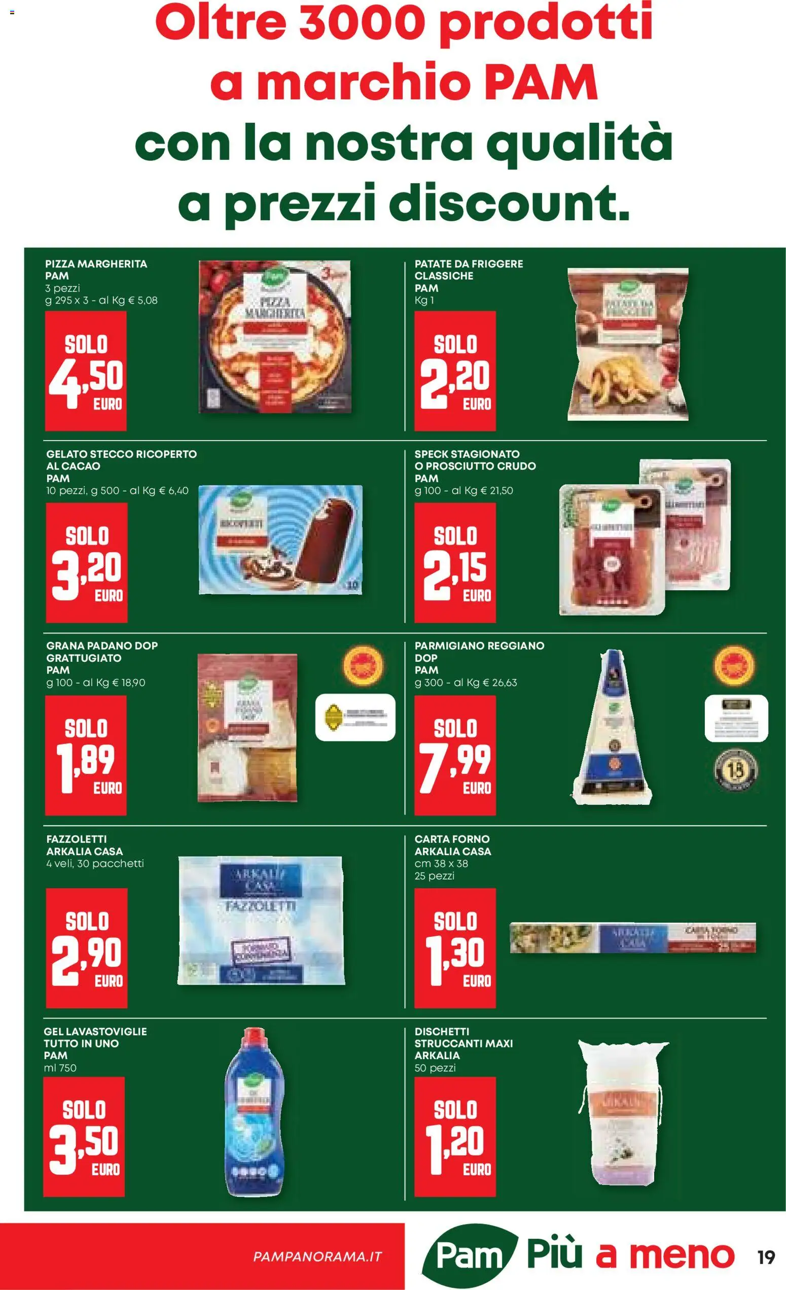 Volantino PAM del 06.11.2025 | Pagina: 19 | Prodotti: Gelato, Prosciutto, Lavastoviglie, Cacao