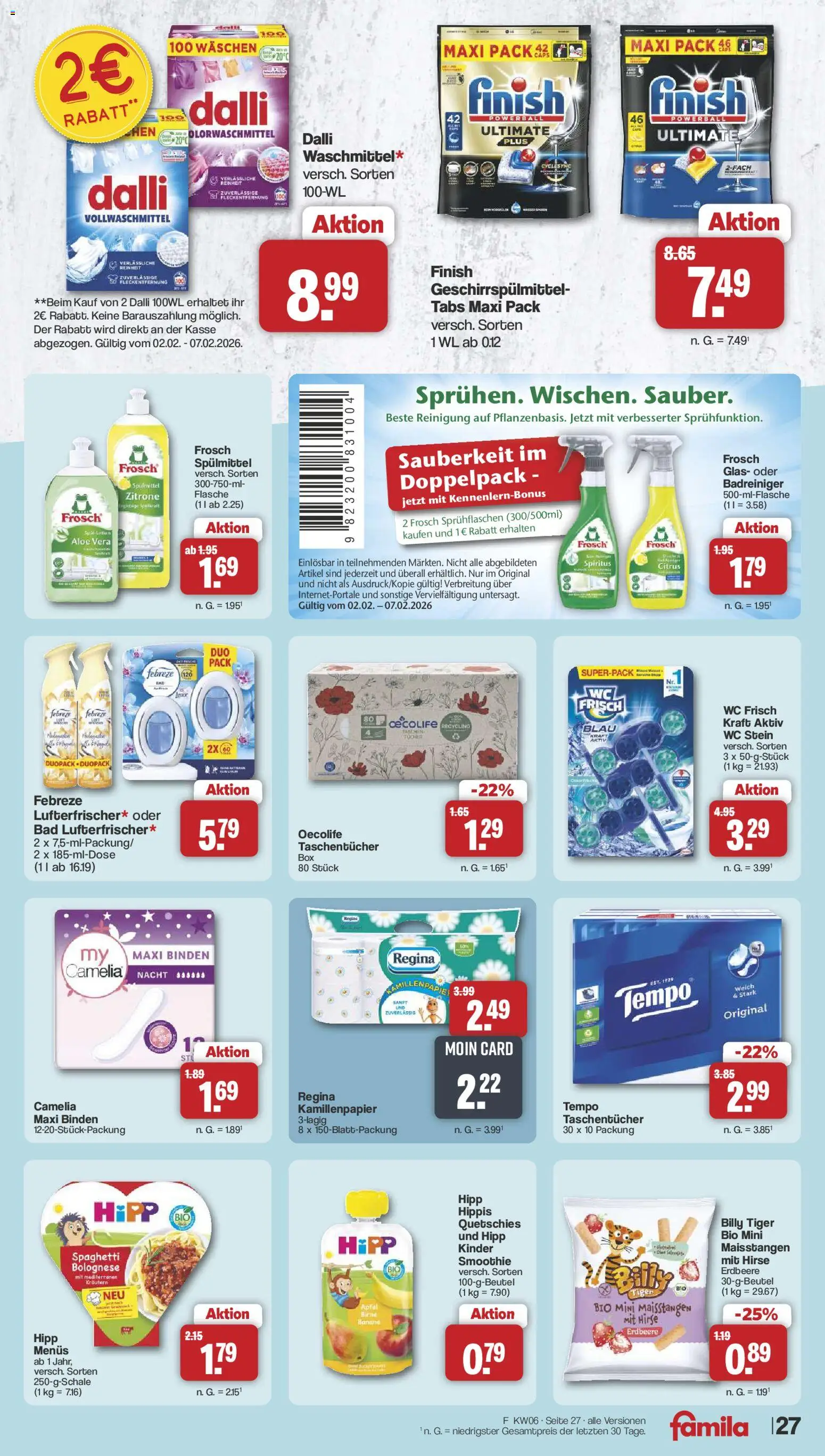 Famila Nordwest Prospekt 	 – gültig ab 02.02.2026 | Seite: 28 | Produkte: Finish, Wc frisch, Tempo, Birne