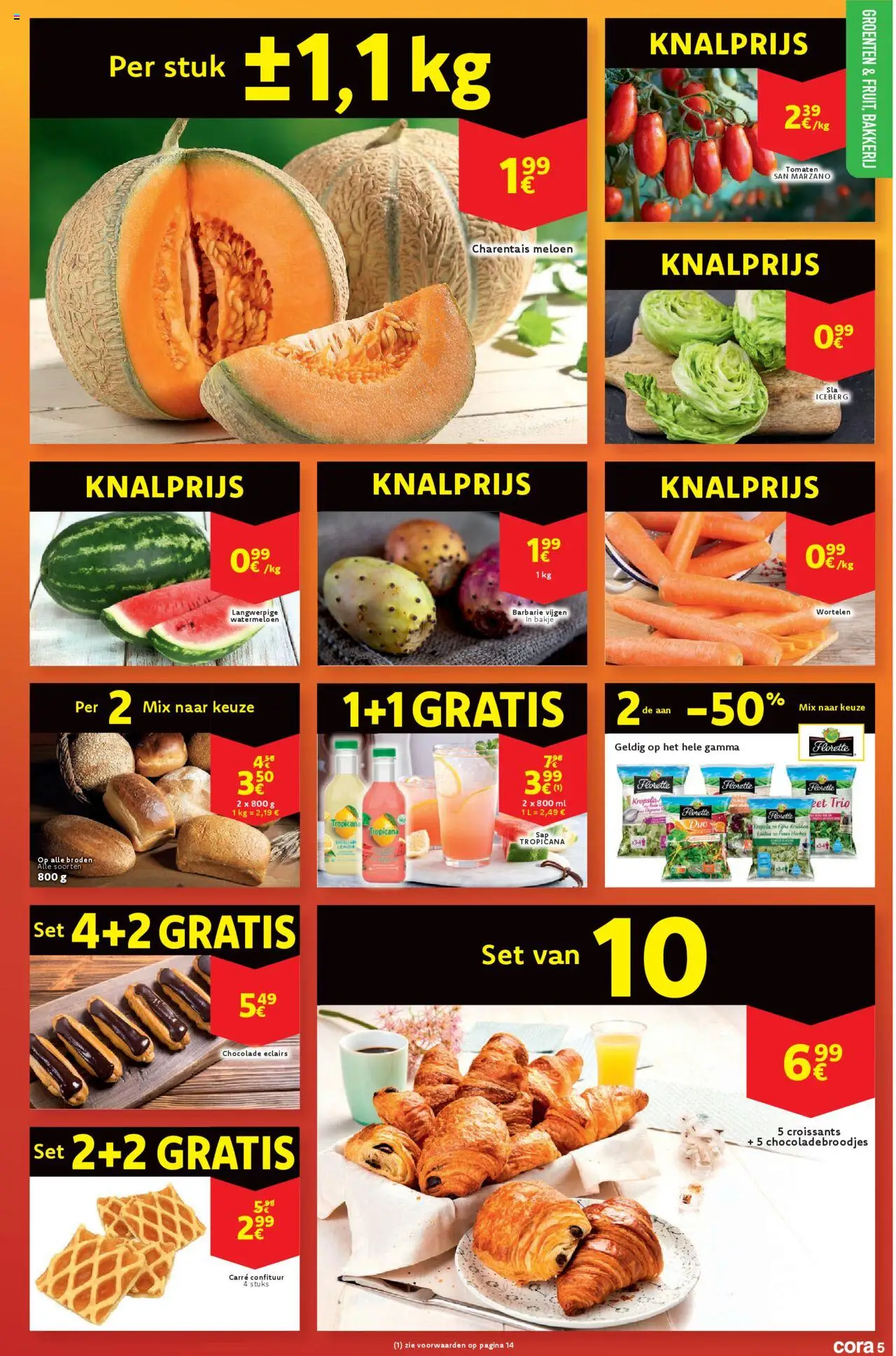  | Pagina: 5 | Producten: Tropicana, Bakkerij, Meloen, Wortelen