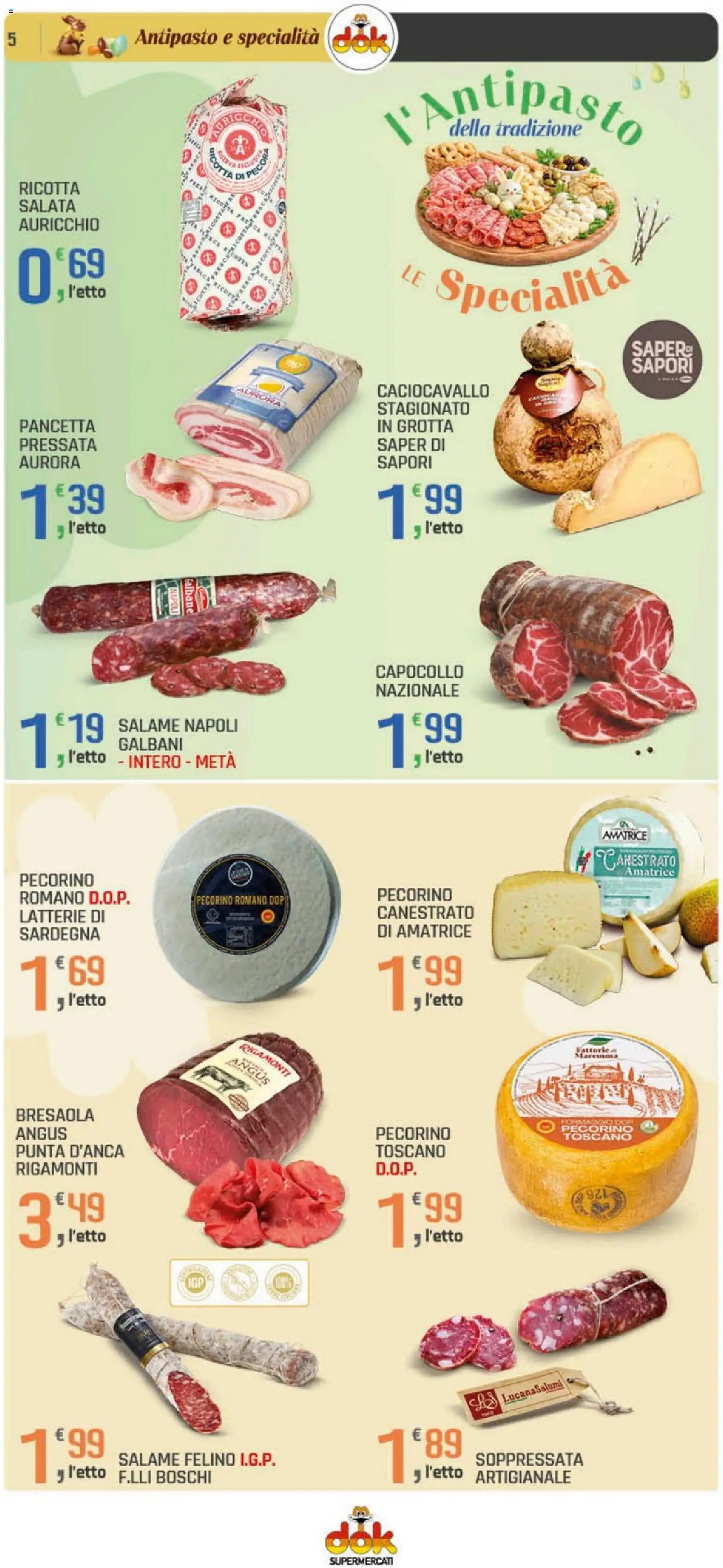 Volantino DOK del 26.03.2026 | Pagina: 5 | Prodotti: Bresaola, Pancetta, Ricotta, Pecorino