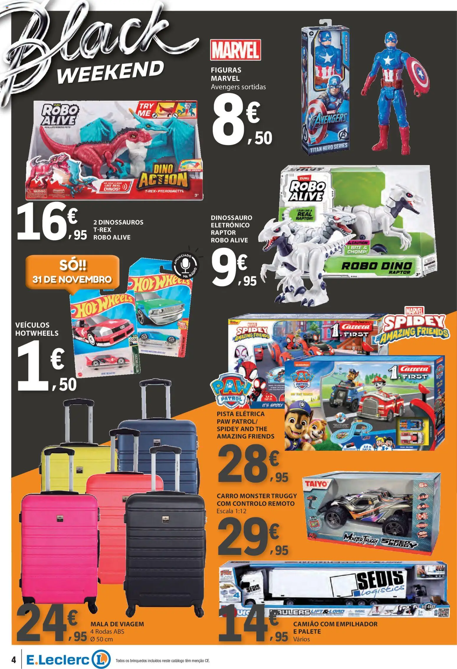 E.Leclerc - Black Friday │ válido de 28.11.2025 | Página: 4 | Produtos: Mala de viagem, Robô