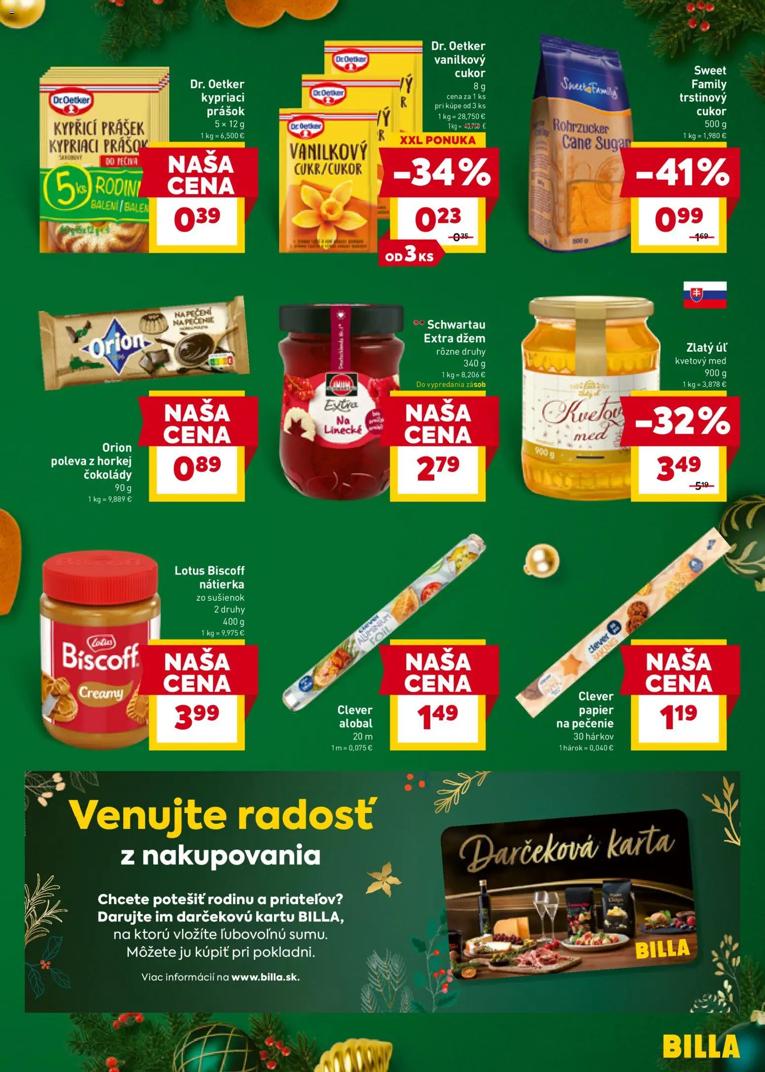 Nové Billa akcie – leták je platný od 10.12.2025 | Strana: 13 | Produkty: Vanilkový cukor, Cukor, Med