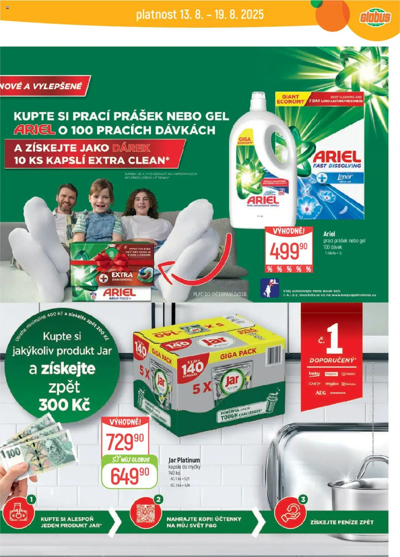 Globus leták od 13.08.2025 | Strana: 35 | Produkty: Kapsle, Ariel, Prací Prášek, Jar