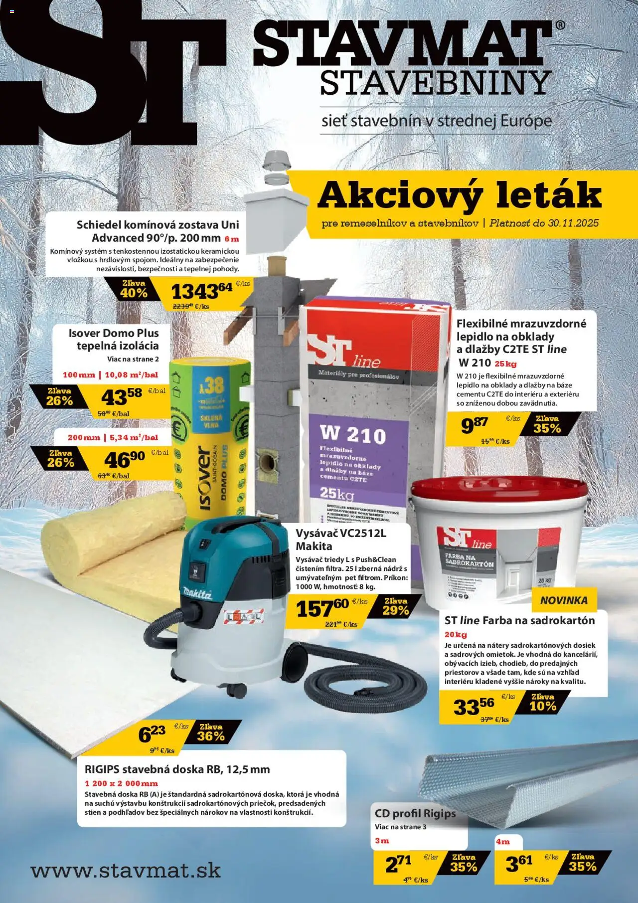 Nové STAVMAT STAVEBNINY akcie – leták je platný od 20.10.2025 | Strana: 1 | Produkty: Vysávač