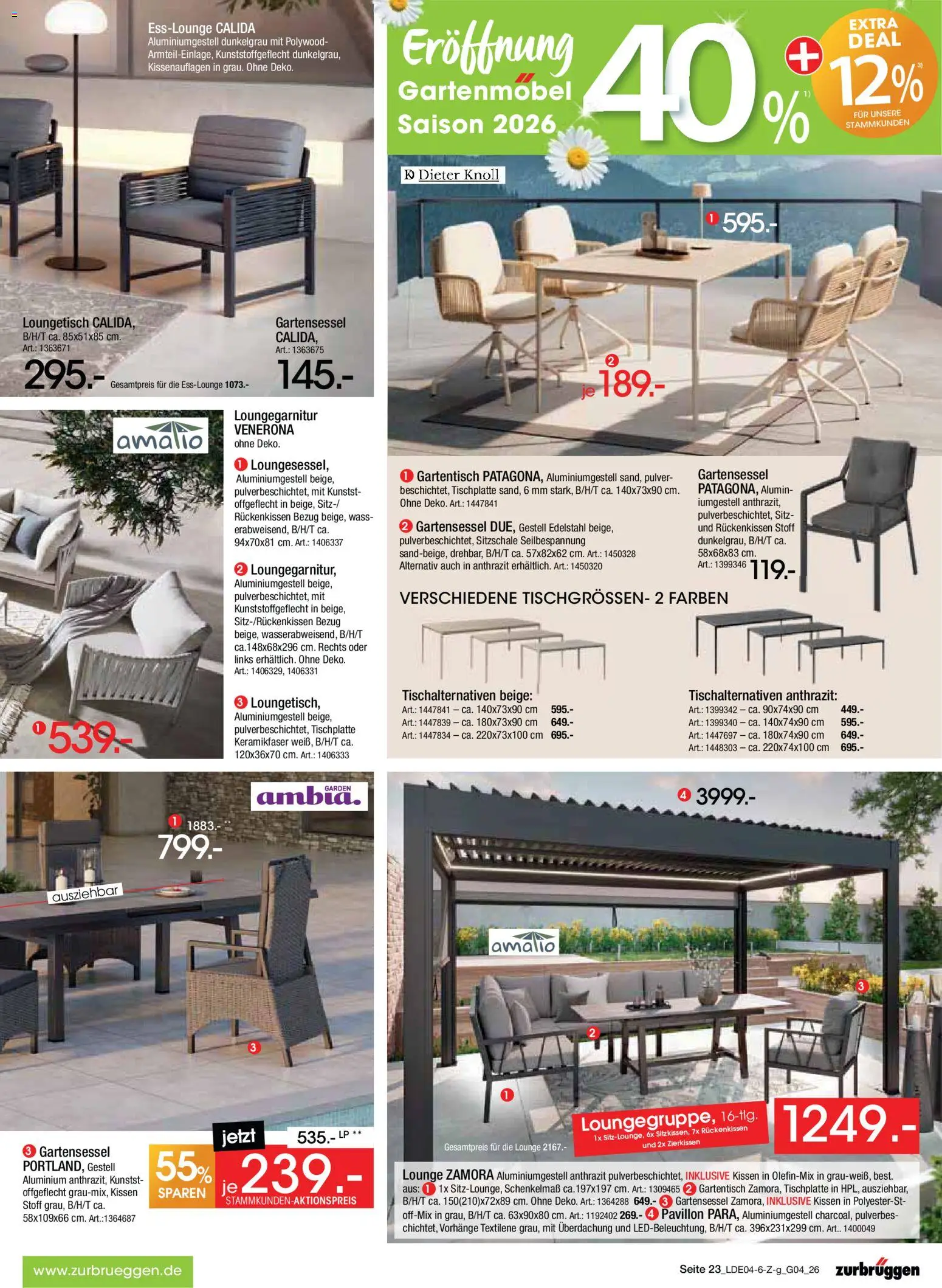 Zurbrüggen Italienische Wochen – gültig ab 11.04.2026 | Seite: 49 | Produkte: Kissen, Gartenmöbel