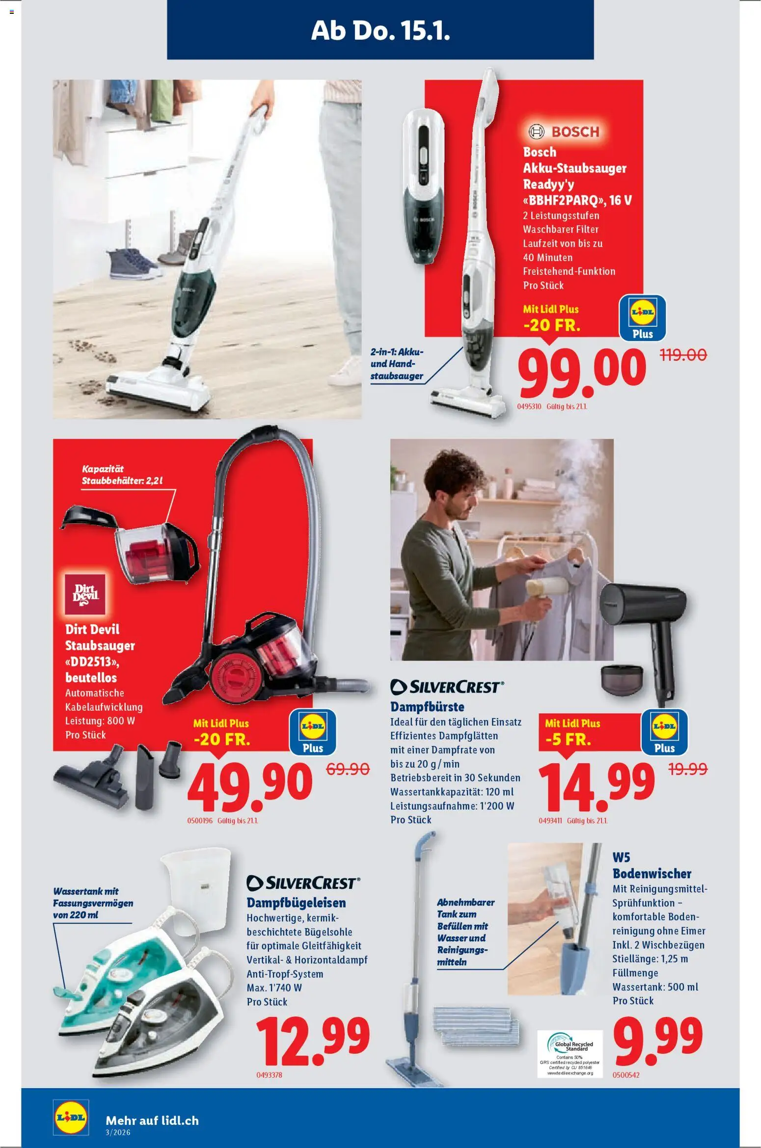 Lidl Aktionen – gültig ab 15.01.2026 | Seite: 16 | Produkte: Wasser, Staubsauger, Bosch