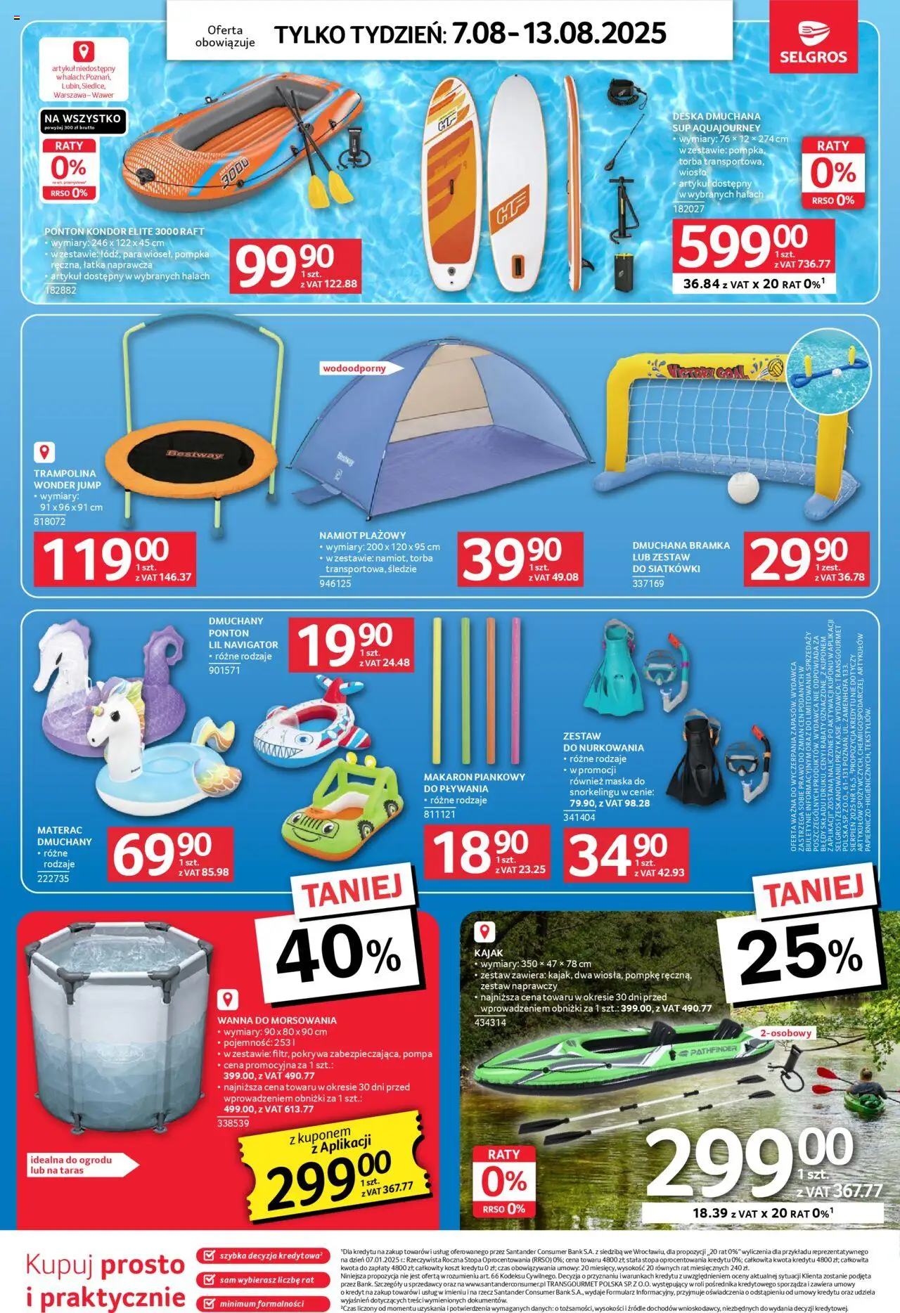 Selgros cash&carry Gazetka - Jeszcze więcej super promocji od 07.08.2025 | Strona: 11 | Produkty: Namiot plażowy, Torba, Materac, Maska