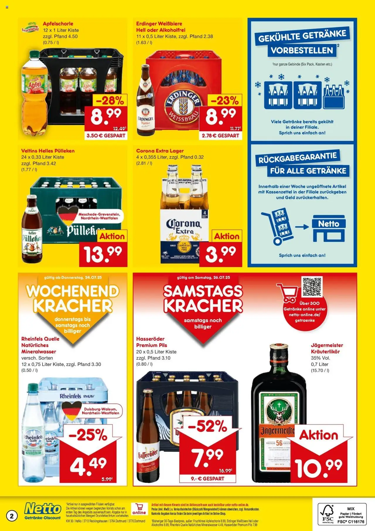 Netto Marken-Discount prospekt Dortmund	 - gültig ab dem 21.07.2025 | Seite: 2 | Produkte: Helles pulleken, Erdinger, Äpfel, Jägermeister