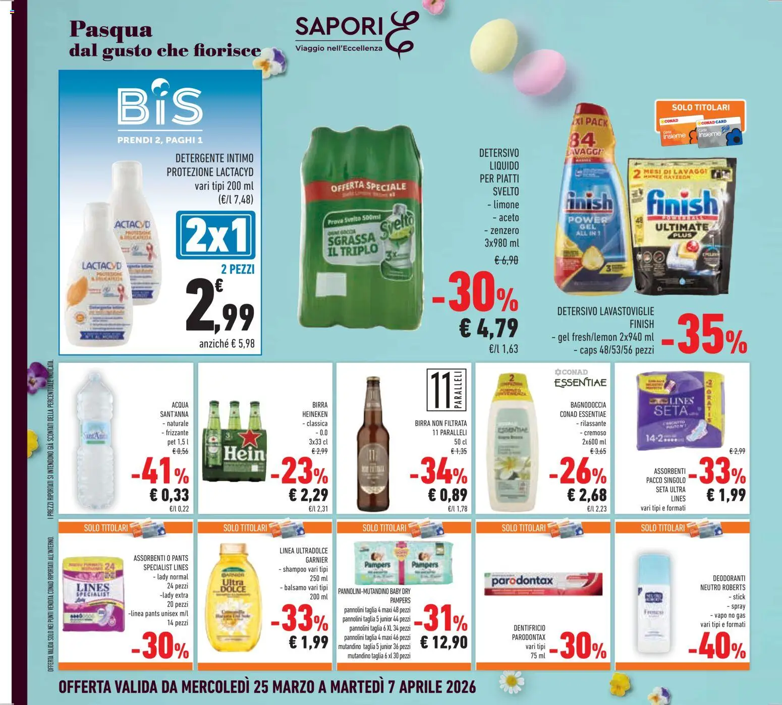 Volantino Conad del 25.03.2026 | Pagina: 28 | Prodotti: Shampoo, Balsamo, Pannolini, Lavastoviglie