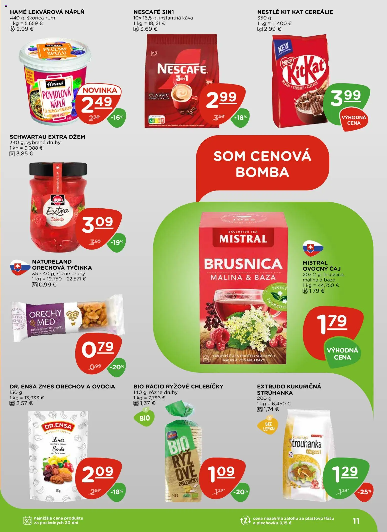 Nové Terno akcie – leták je platný od 13.11.2025 | Strana: 11 | Produkty: Čaj, Cereálie, Orechy, Med