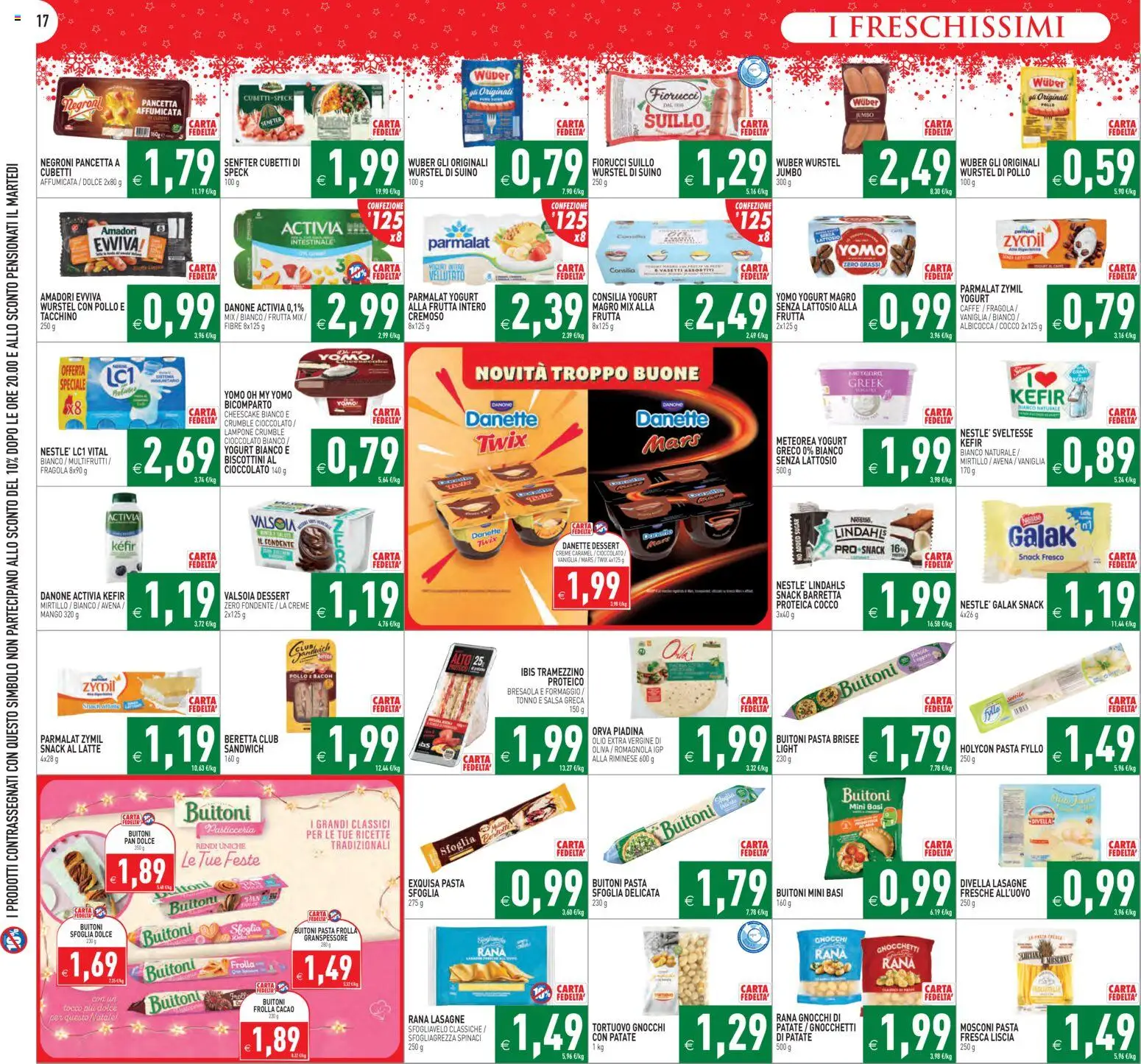 Volantino PIM Supermercati del 16.12.2025 | Pagina: 17 | Prodotti: Pasta sfoglia, Pancetta, Formaggio, Tonno