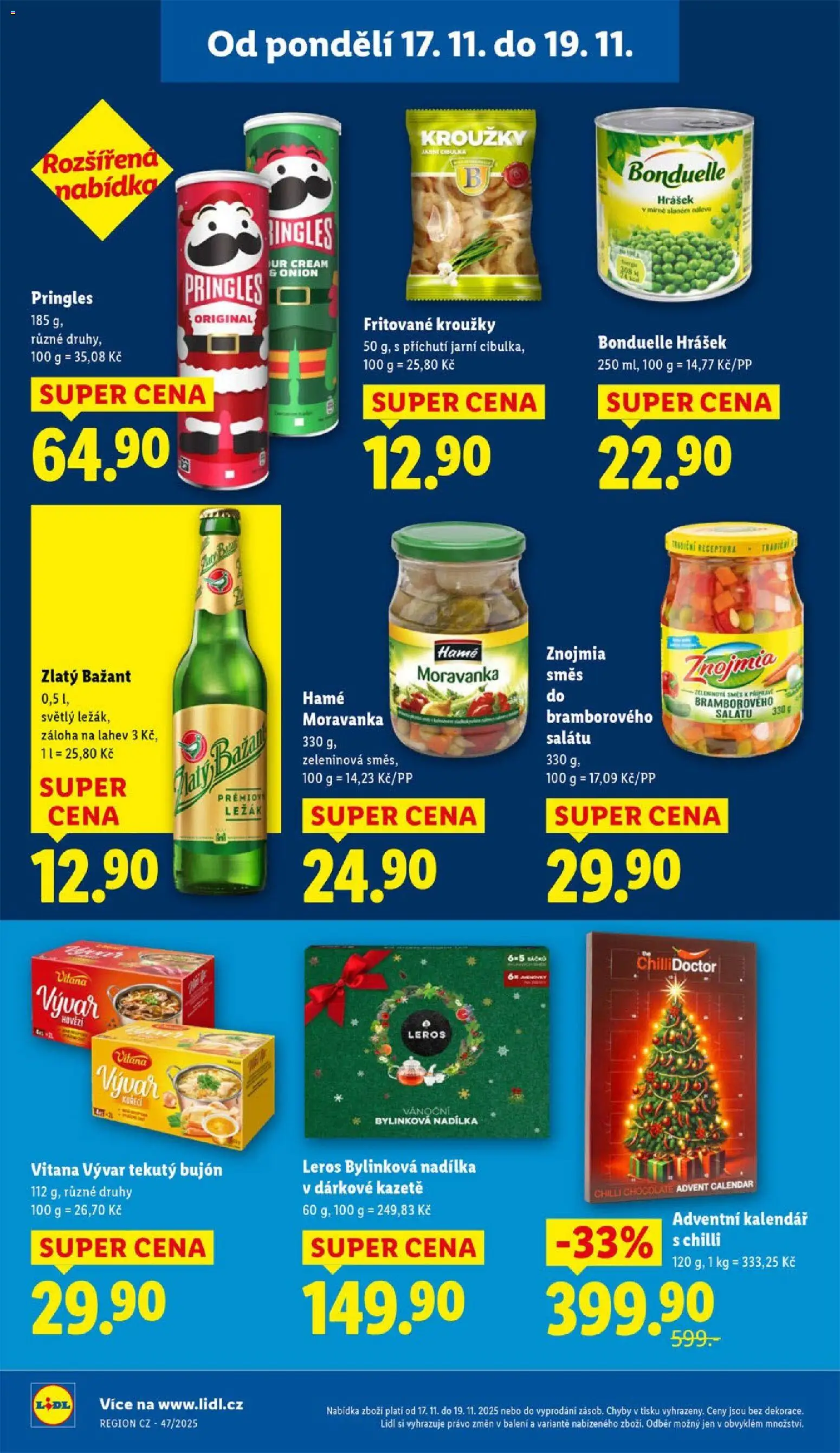 Lidl Black Friday od 17.11.2025 | Strana: 22 | Produkty: Pringles, Vývar, Kalendář, Láhev