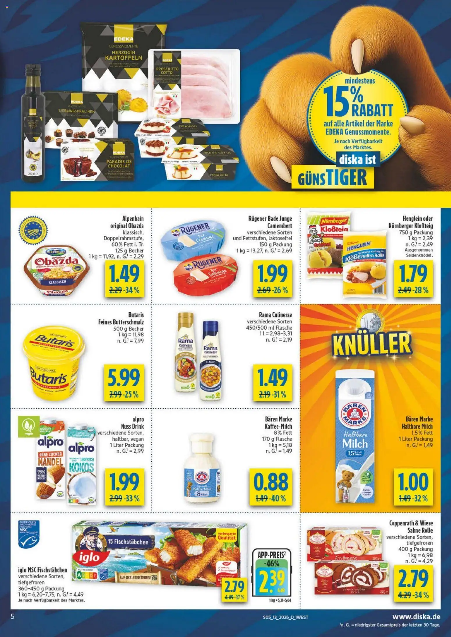 Diska - Diska Angebote Bayern KW13 – gültig ab 23.03.2026 | Seite: 5 | Produkte: Rama, Milch, Kartoffeln, Zucker